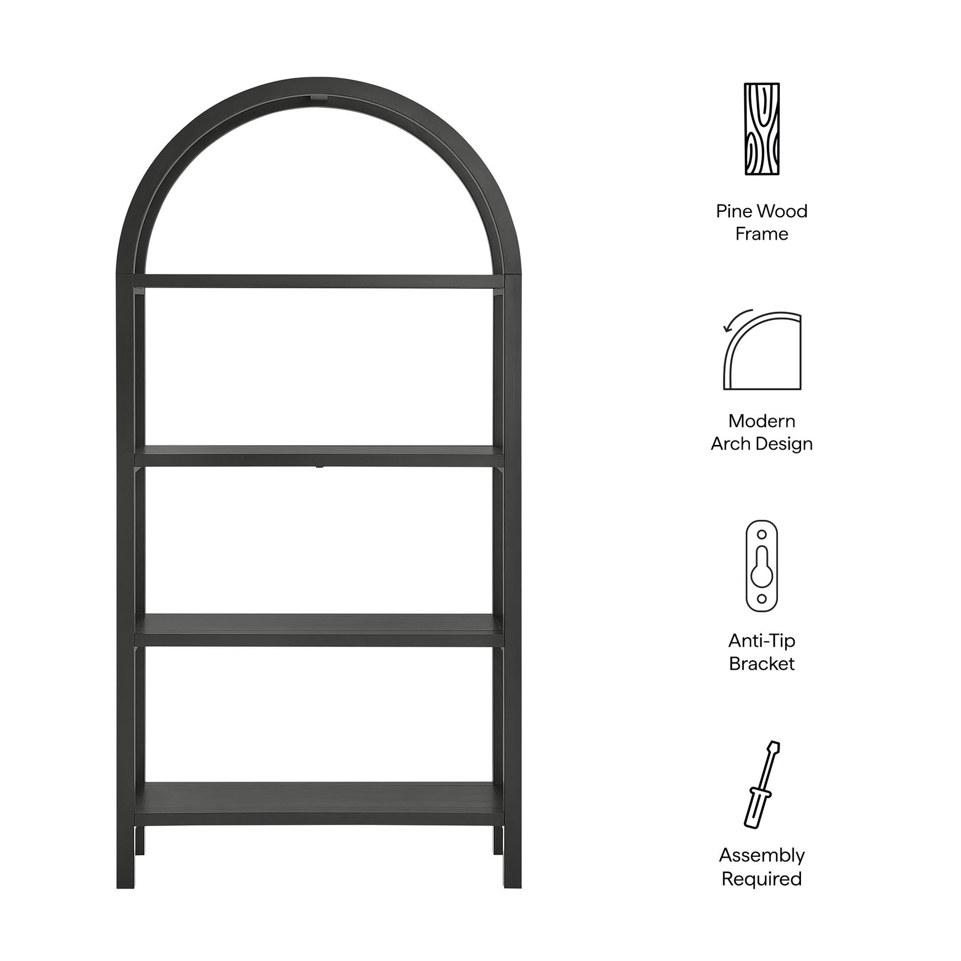 Vexley 72 Inch Large Arched Bookshelf by Modway - Best Buy Furniture