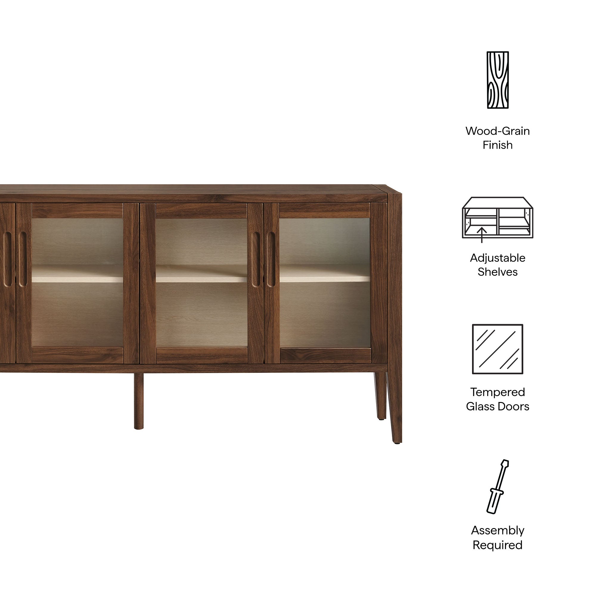 Nell 72" Glass Door Sideboard Storage Display Cabinet by Modway - Best Buy Furniture