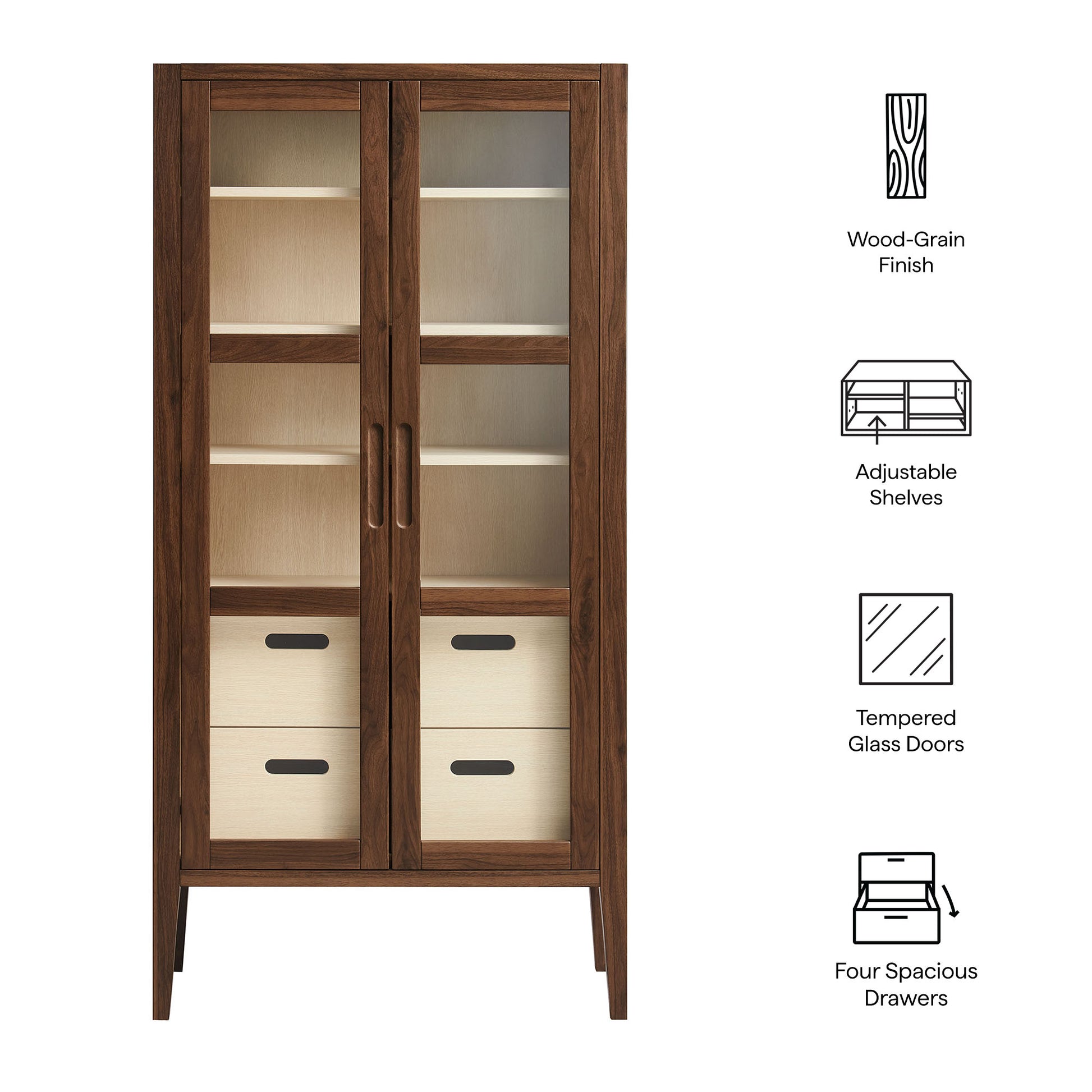 Nell 71" Glass Door Tall Display Storage Cabinet by Modway - Best Buy Furniture