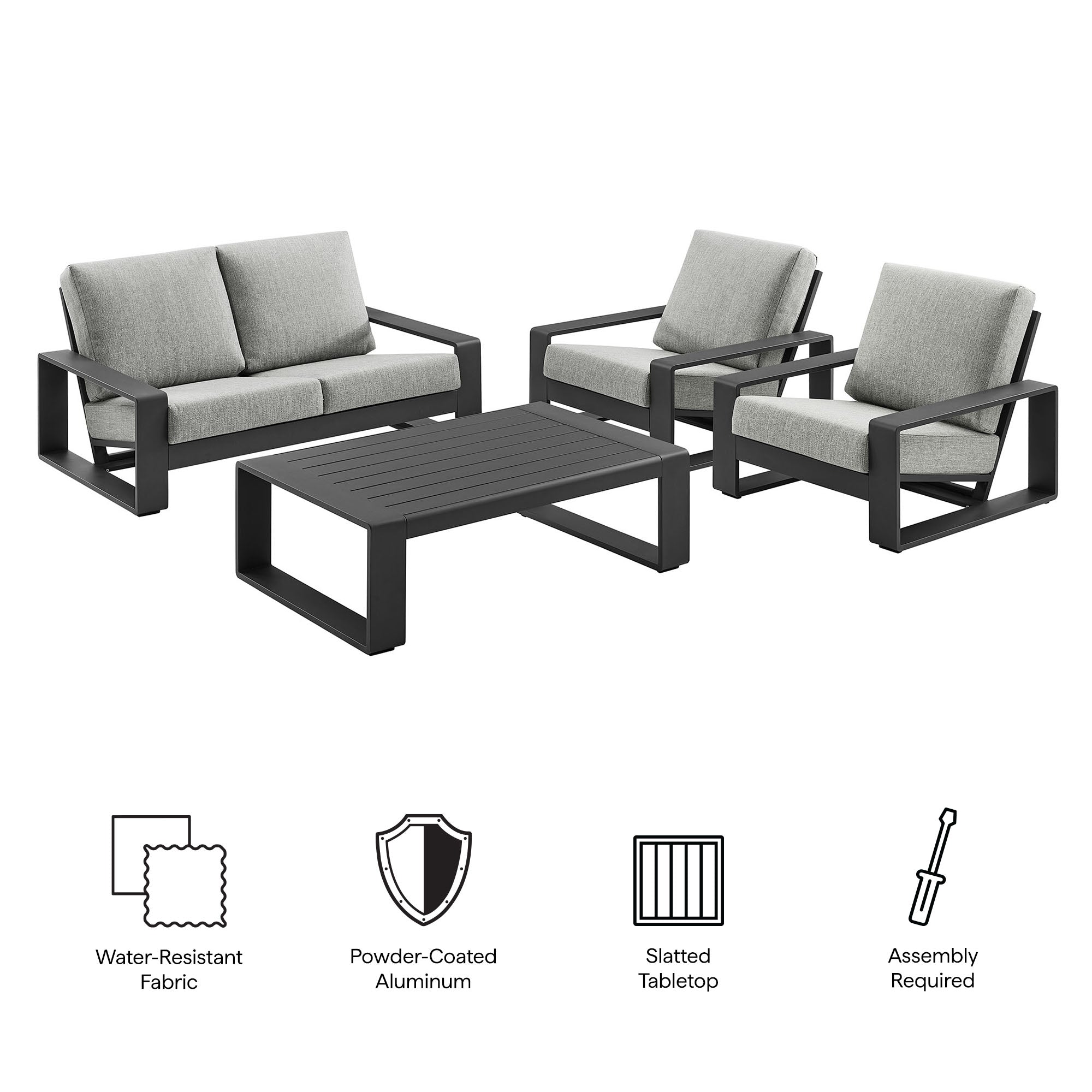 Lirienne 4-Piece Outdoor Patio Aluminum Furniture Set by Modway - Best Buy Furniture