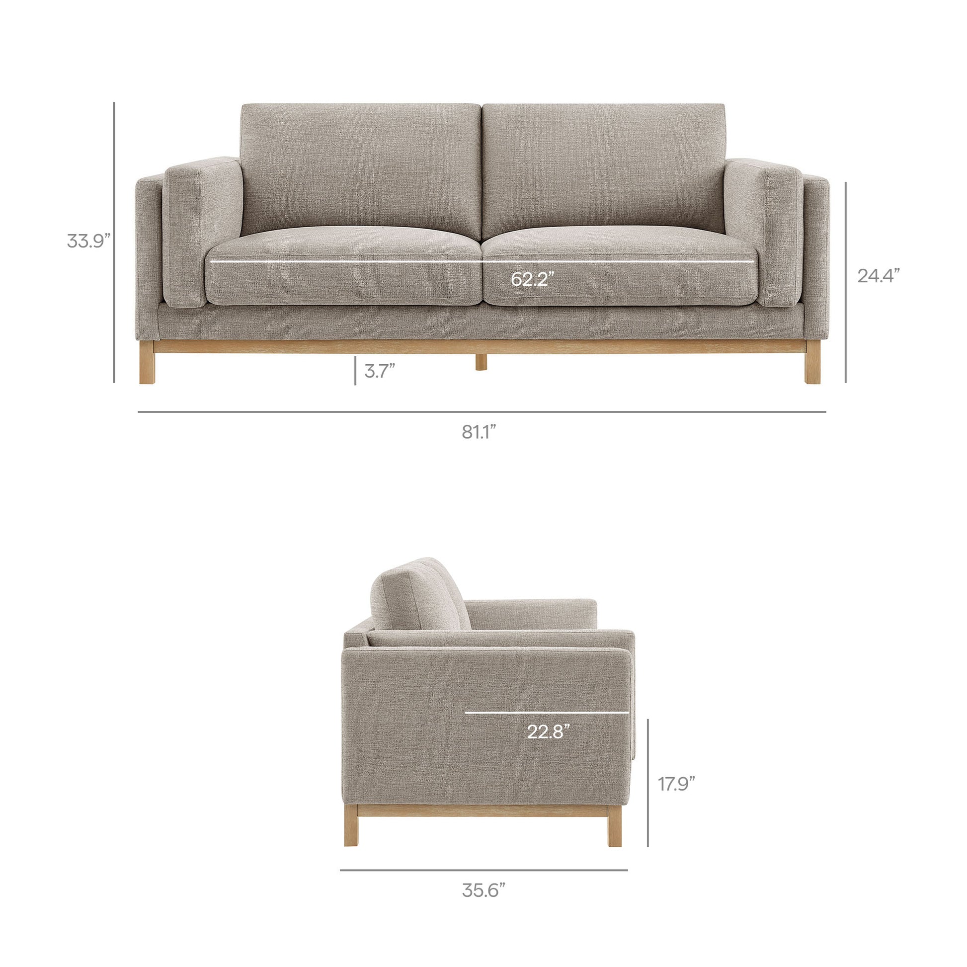 Roscoe 81 inch Fabric Sofa by Modway - Best Buy Furniture