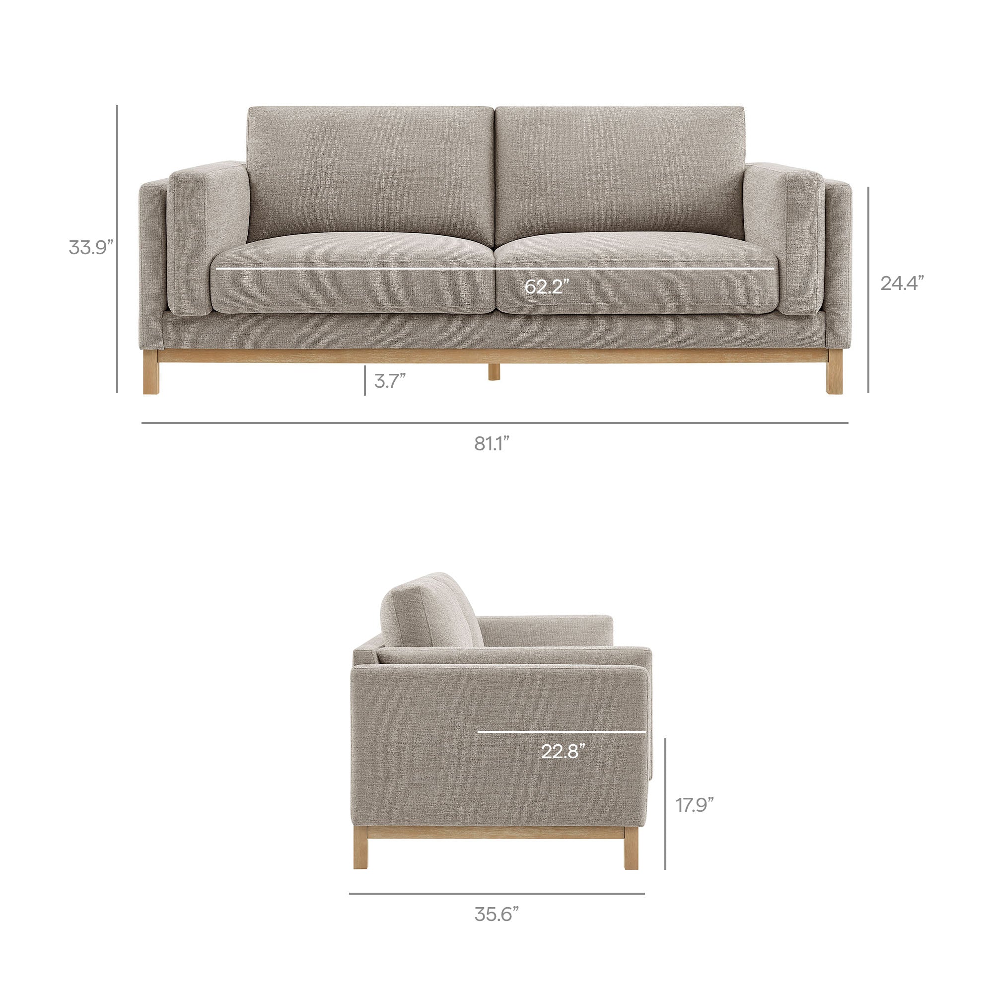 Roscoe 81 inch Fabric Sofa by Modway - Best Buy Furniture