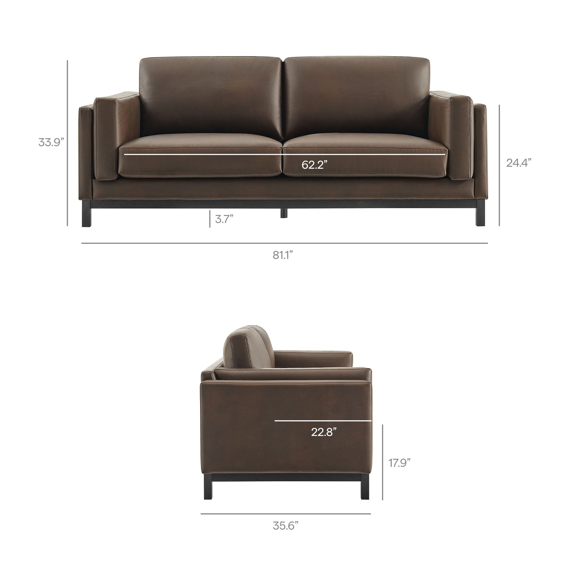 Roscoe 81 inch Vegan Leather Sofa by Modway - Best Buy Furniture