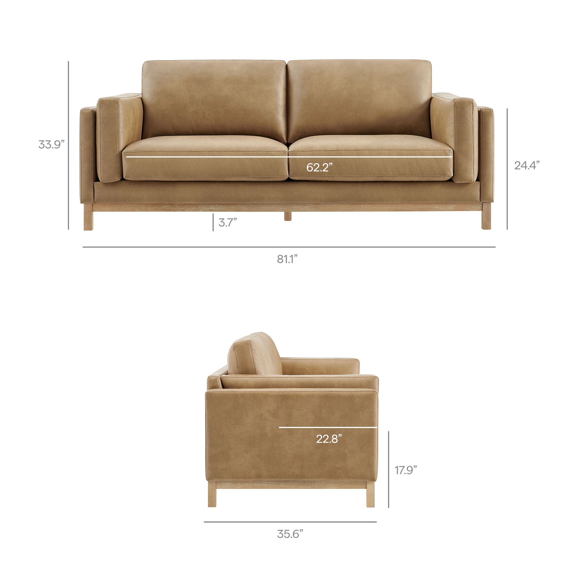 Roscoe 81 inch Vegan Leather Sofa by Modway - Best Buy Furniture