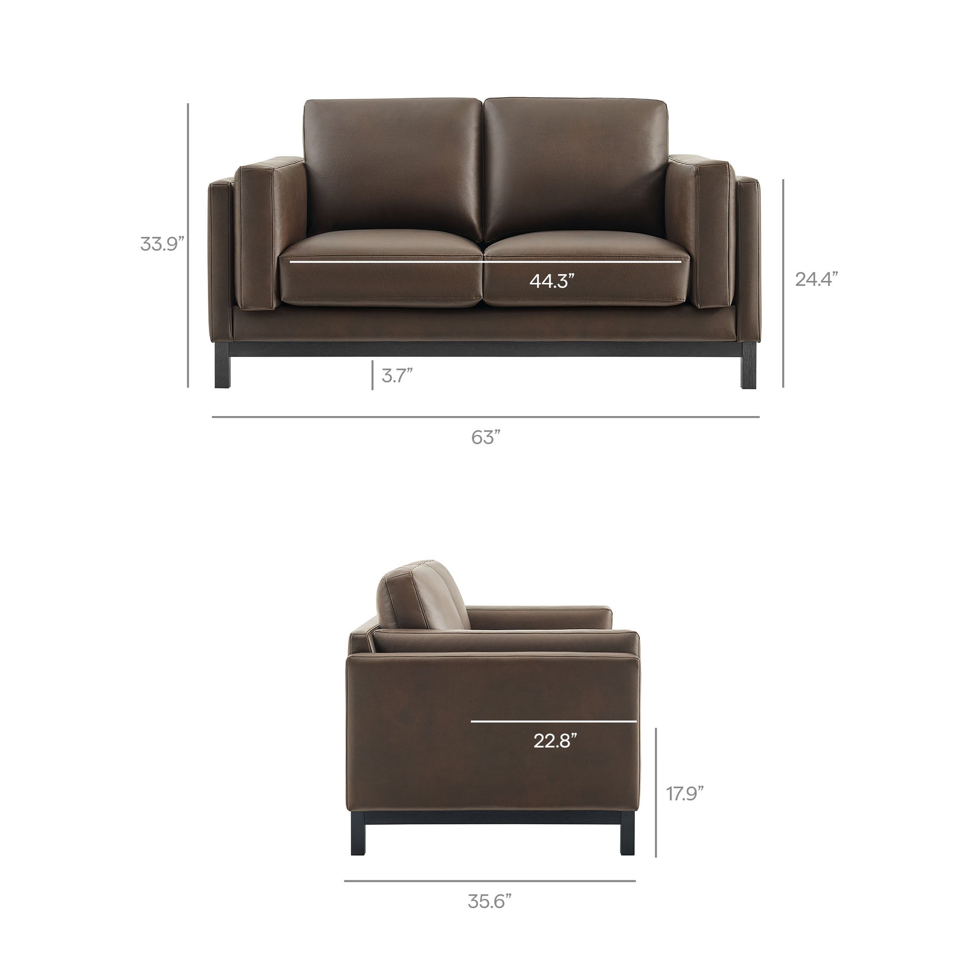 Roscoe 63 inch Vegan Leather Loveseat by Modway - Best Buy Furniture