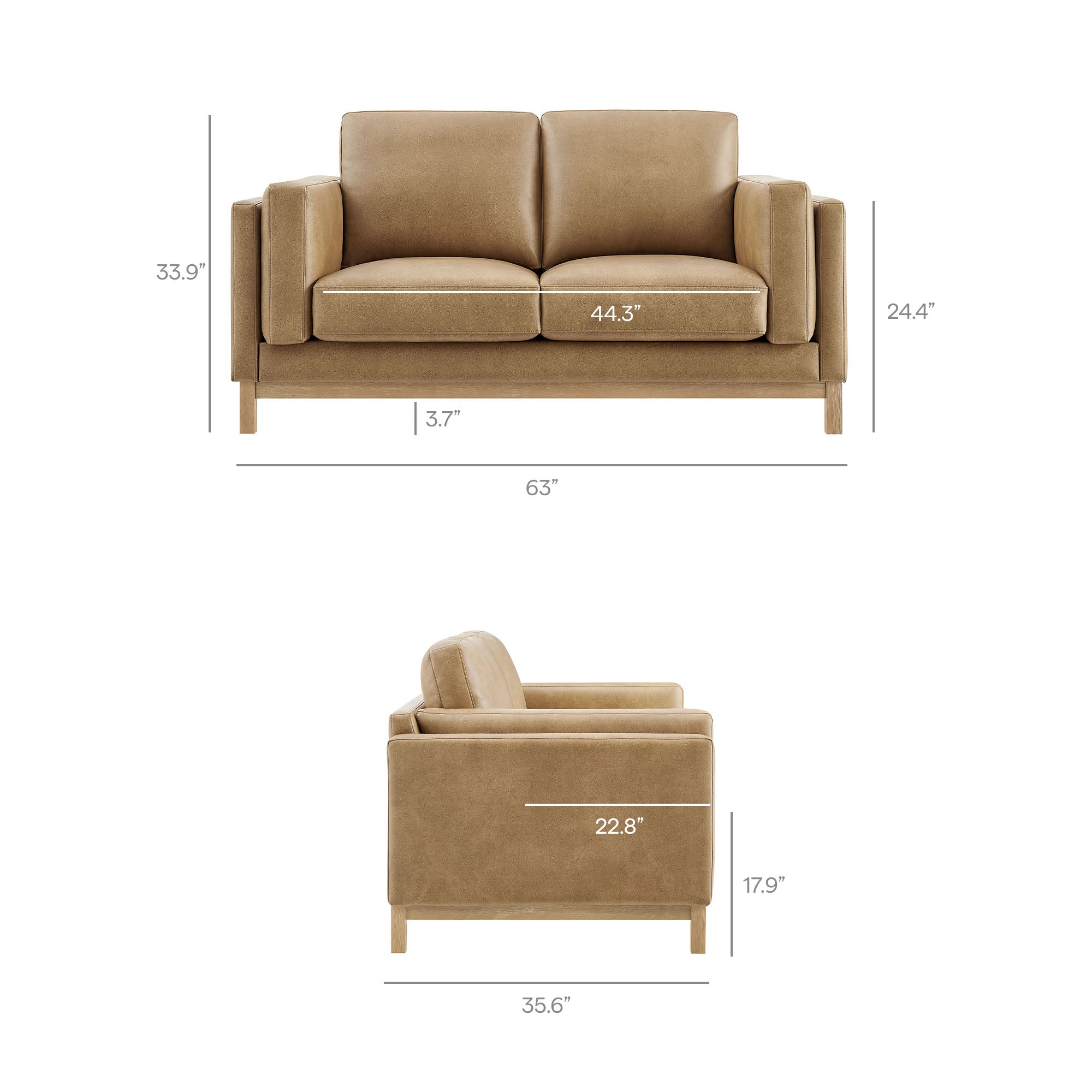 Roscoe 63 inch Vegan Leather Loveseat by Modway - Best Buy Furniture