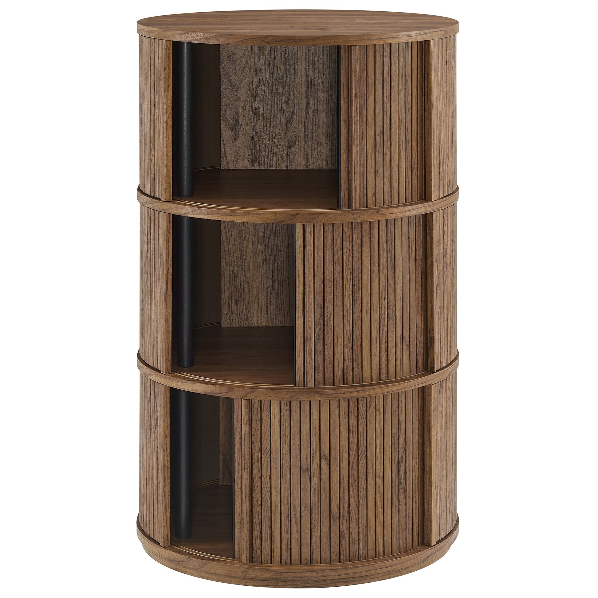 Clement Round Pedestal Stand Storage Table With Sliding Tambour Doors by Modway - Best Buy Furniture