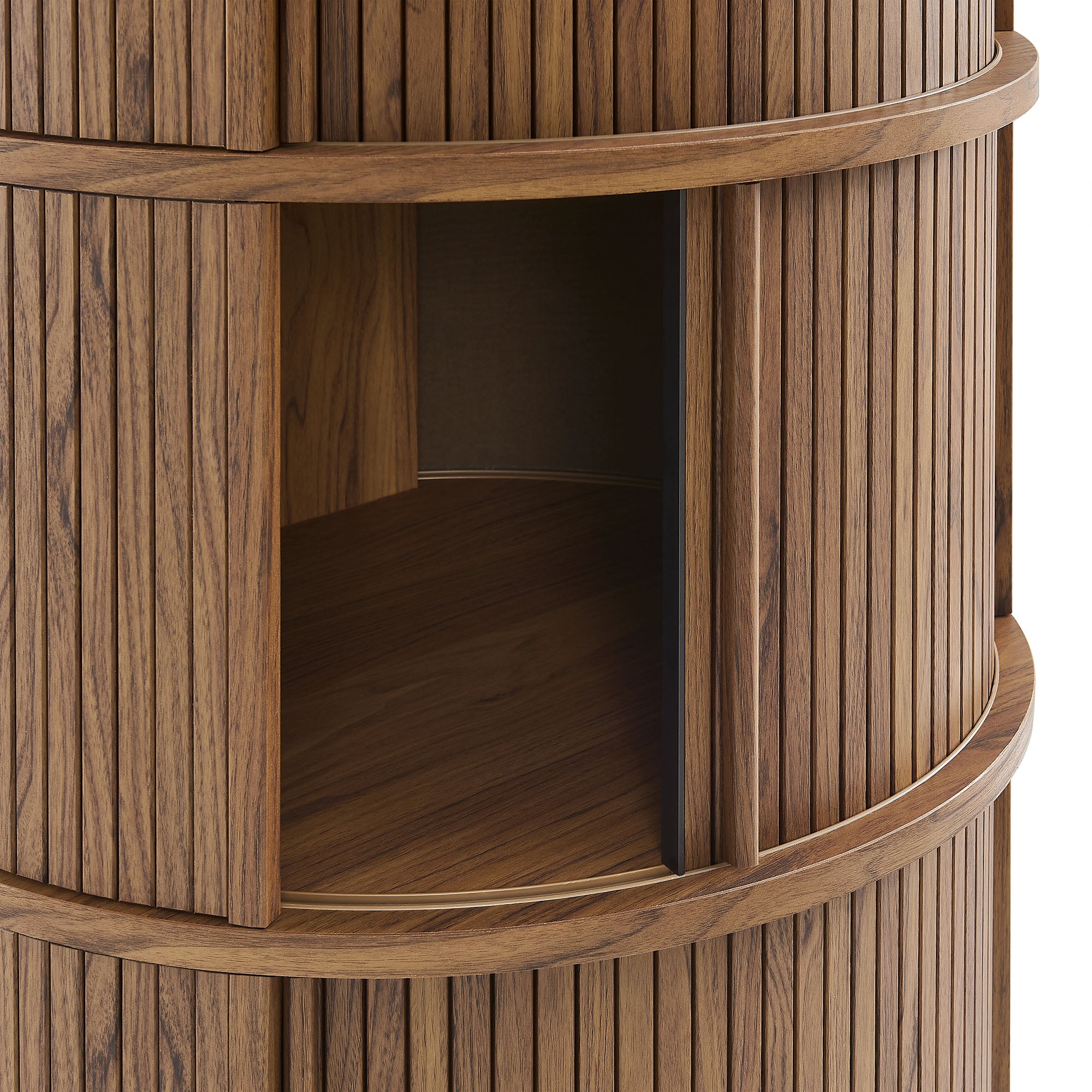 Clement Round Pedestal Stand Storage Table With Sliding Tambour Doors by Modway - Best Buy Furniture