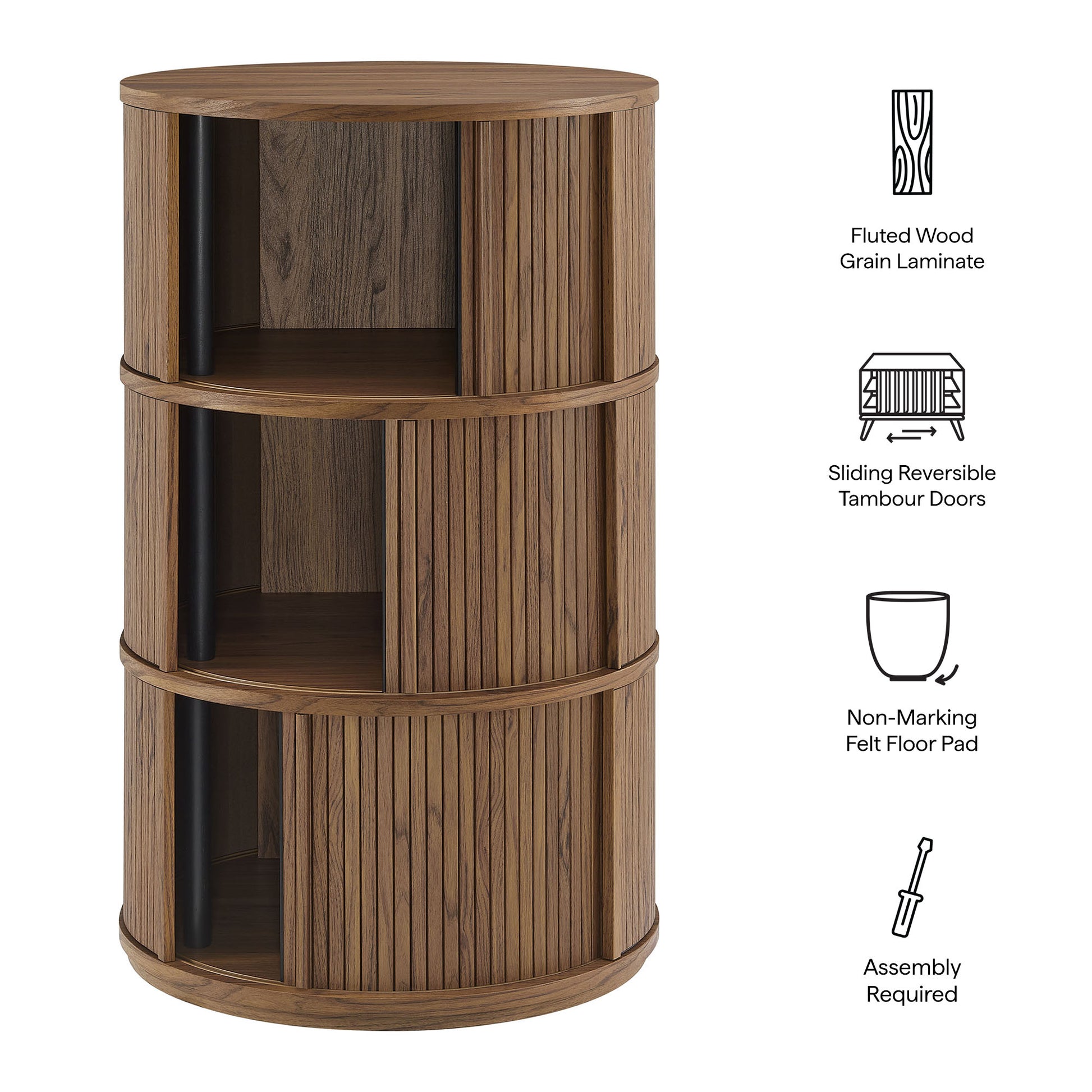 Clement Round Pedestal Stand Storage Table With Sliding Tambour Doors by Modway - Best Buy Furniture