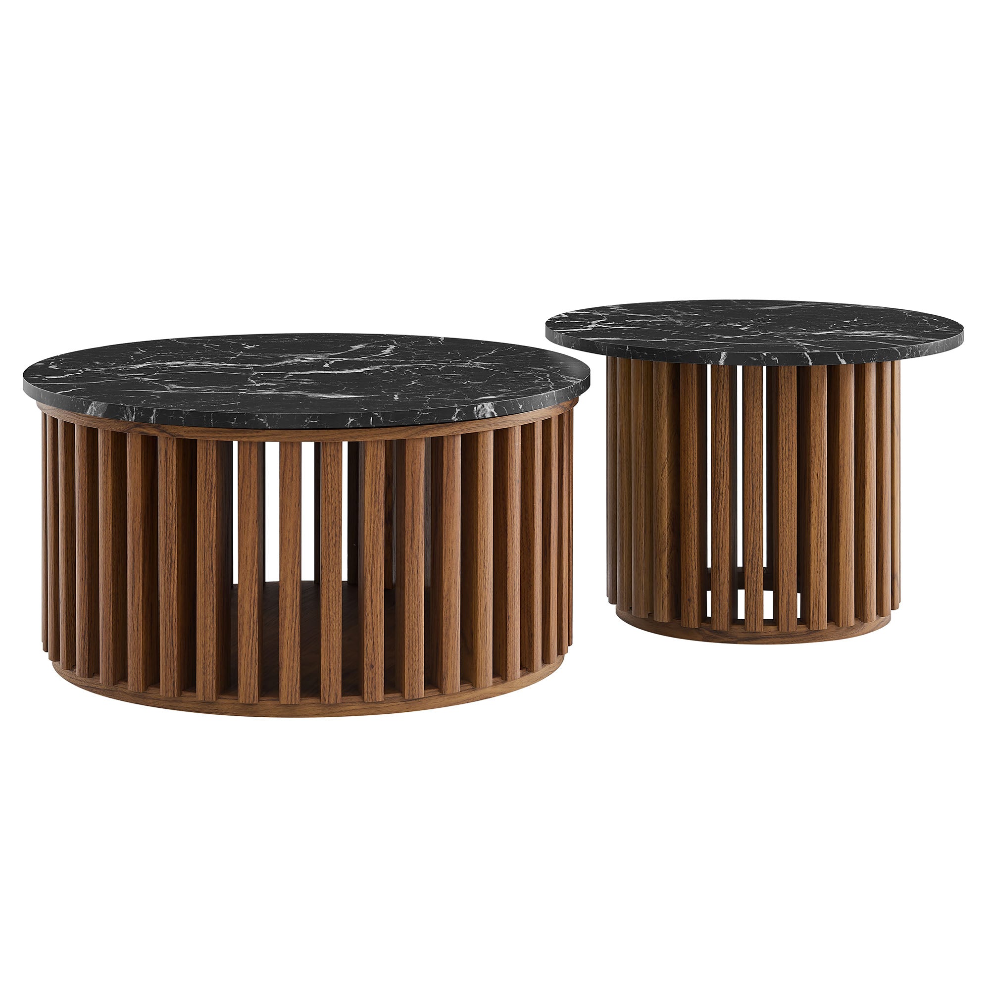 Fortitude Round Faux Marble Top Nesting Coffee Table Set by Modway - Best Buy Furniture