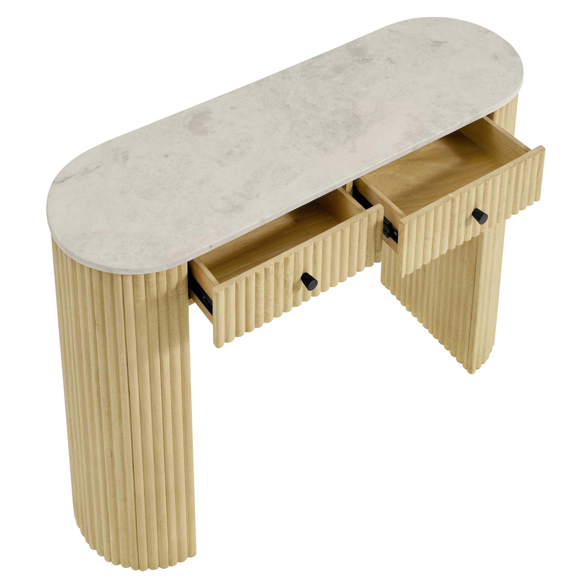 Caldera 42" Curved Solid Wood and Marble Console Table by Modway - Best Buy Furniture