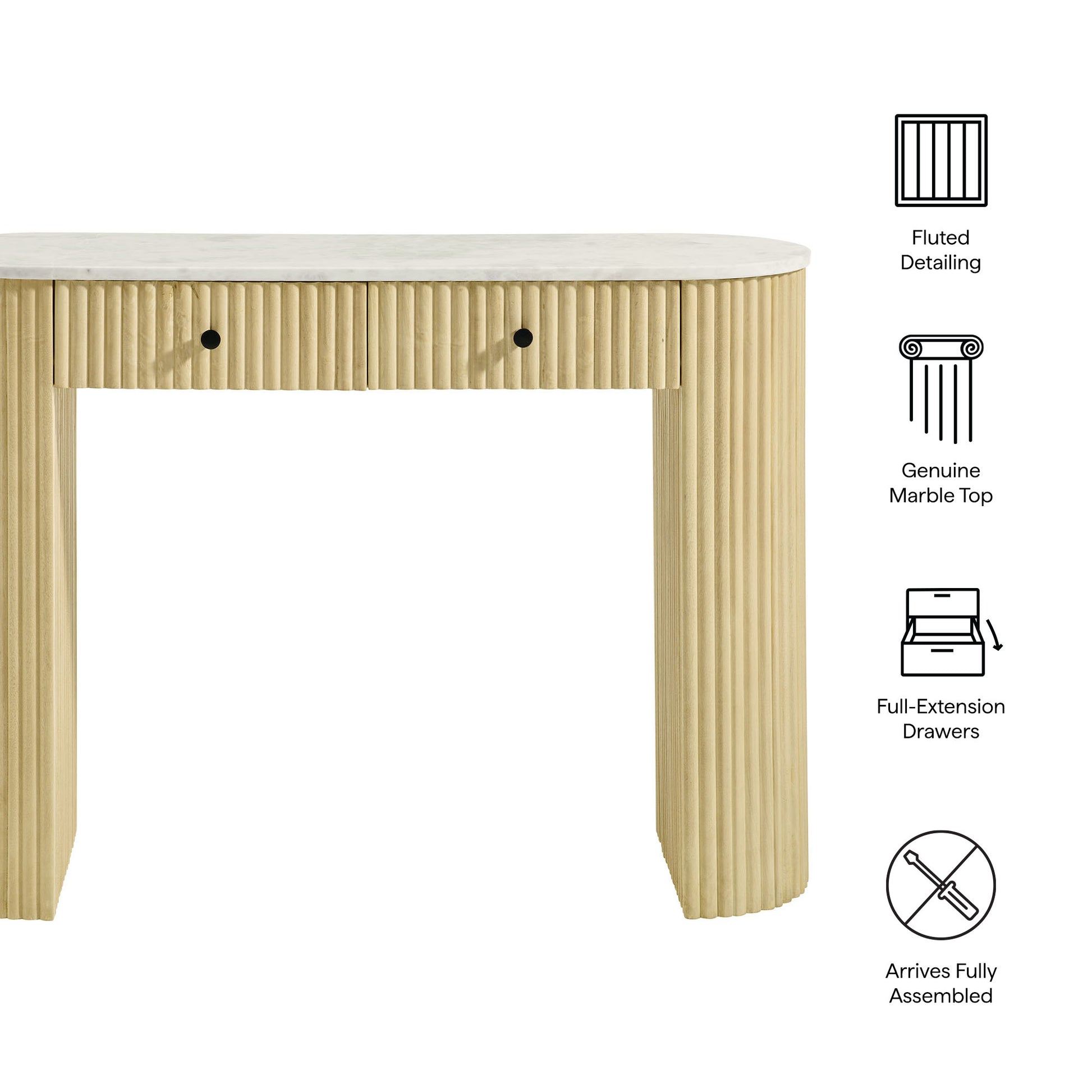 Caldera 42" Curved Solid Wood and Marble Console Table by Modway - Best Buy Furniture
