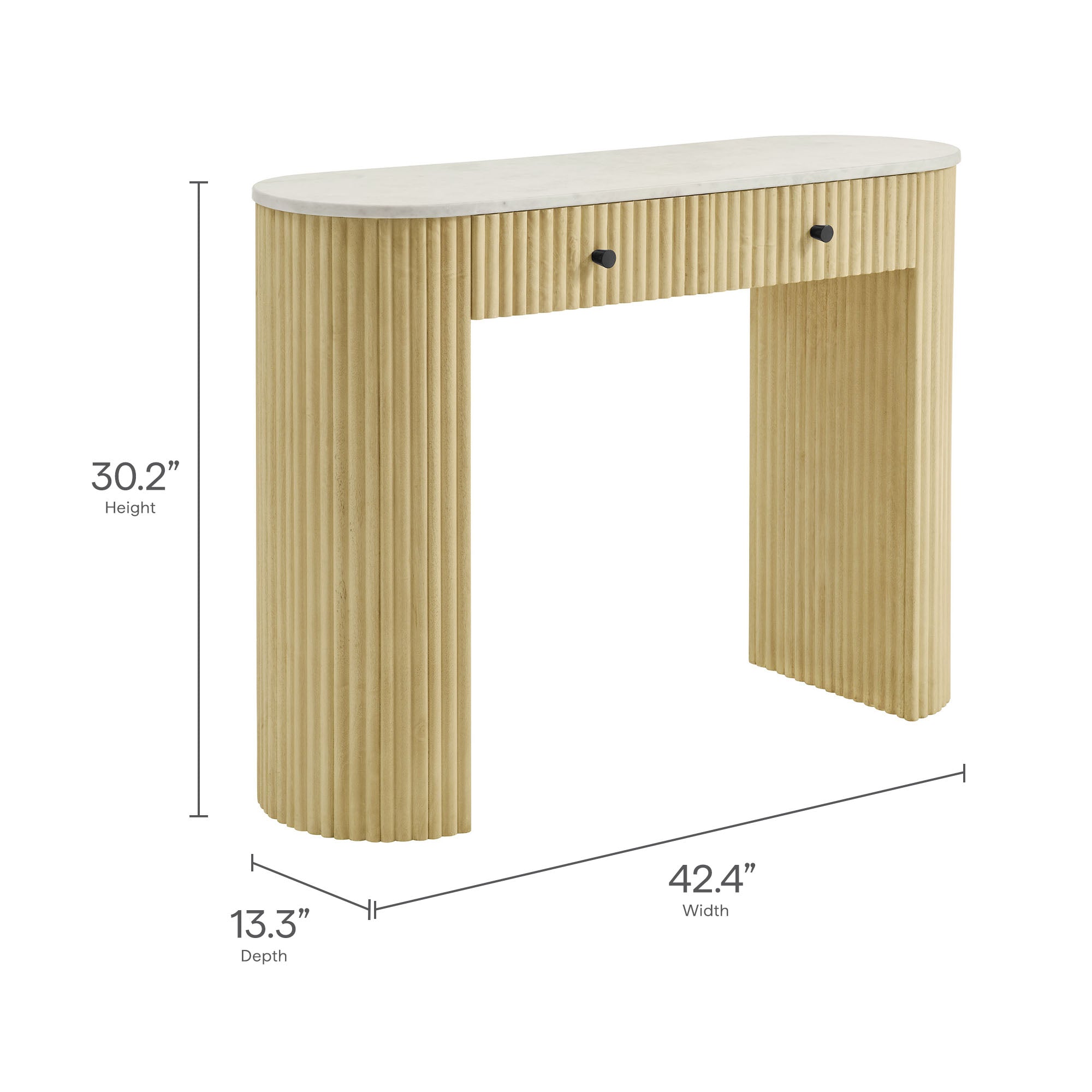 Caldera 42" Curved Solid Wood and Marble Console Table by Modway - Best Buy Furniture