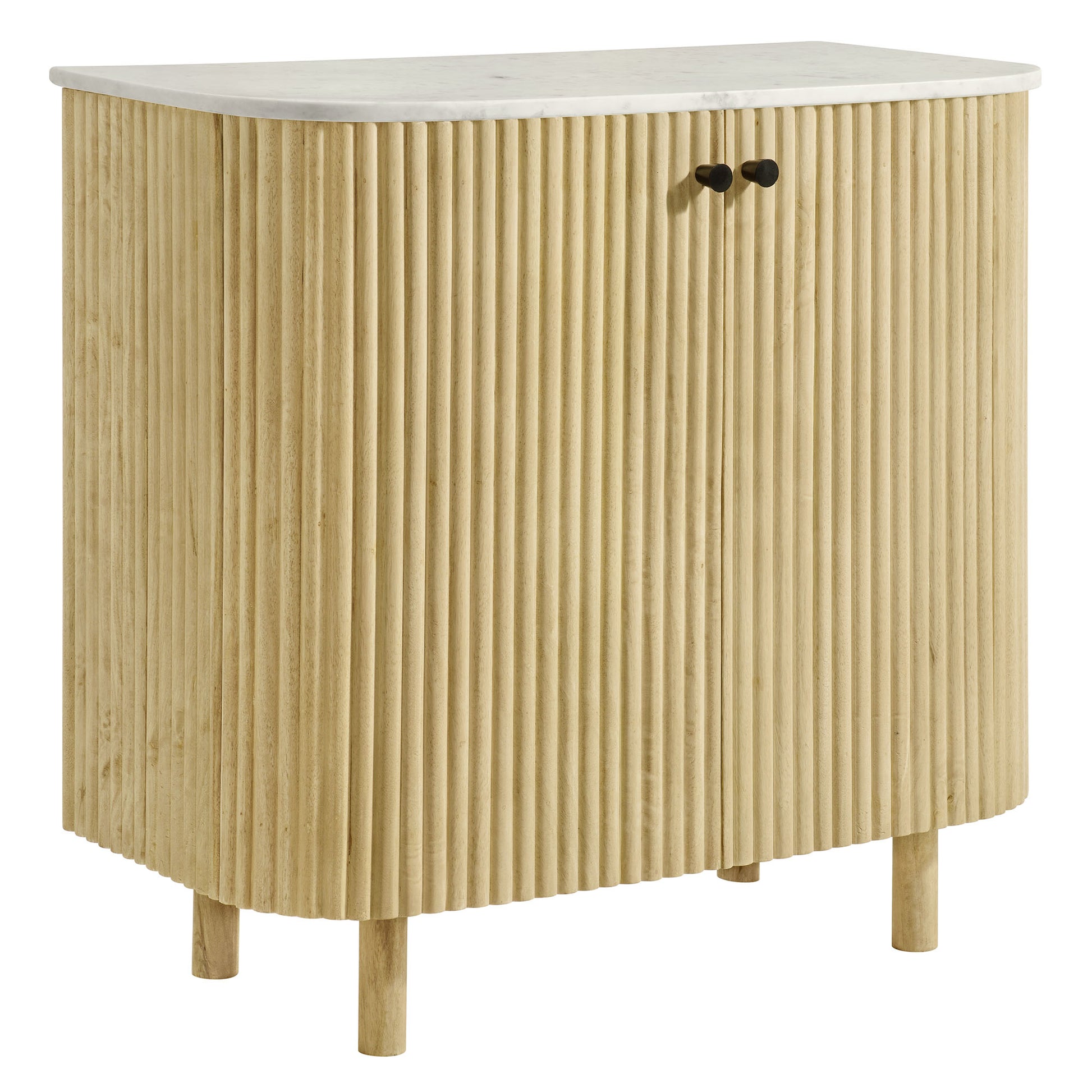 Caldera 33" Curved Solid Wood and Marble Accent Storage Cabinet by Modway - Best Buy Furniture