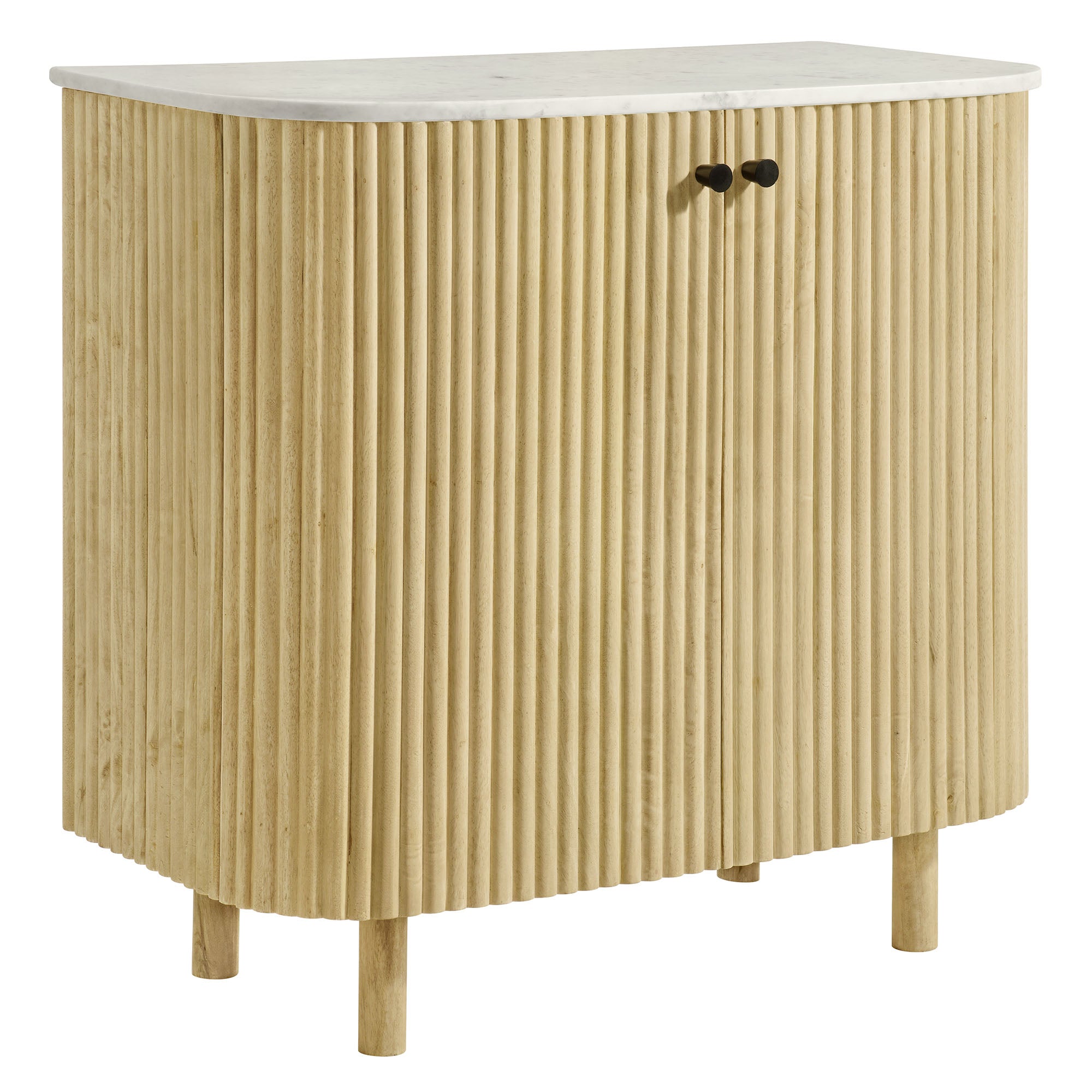 Caldera 33" Curved Solid Wood and Marble Accent Storage Cabinet by Modway - Best Buy Furniture