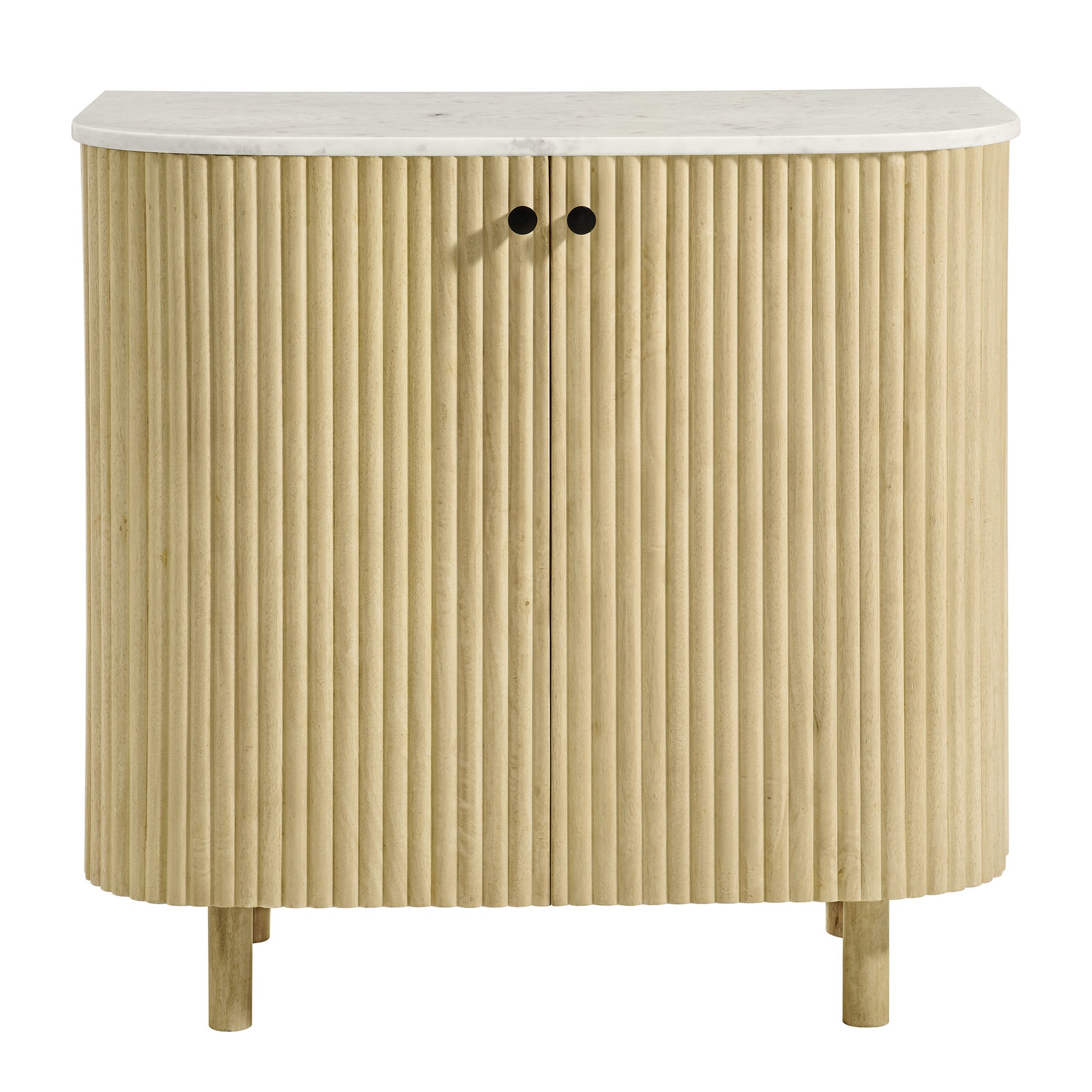 Caldera 33" Curved Solid Wood and Marble Accent Storage Cabinet by Modway - Best Buy Furniture