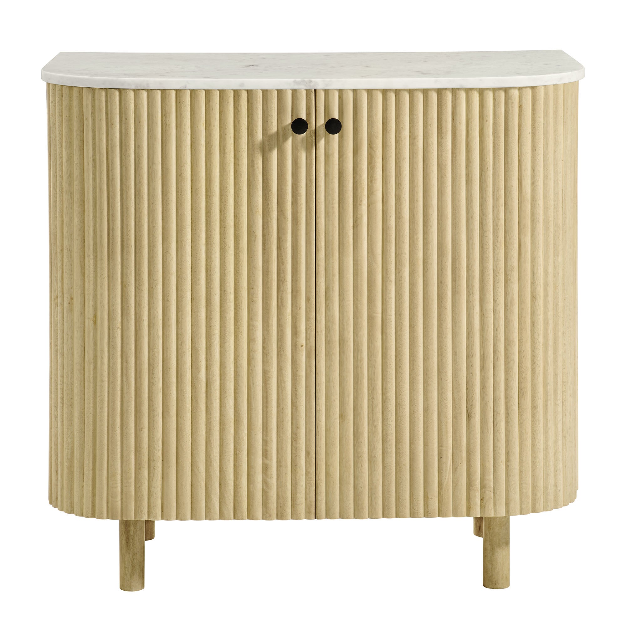 Caldera 33" Curved Solid Wood and Marble Accent Storage Cabinet by Modway - Best Buy Furniture