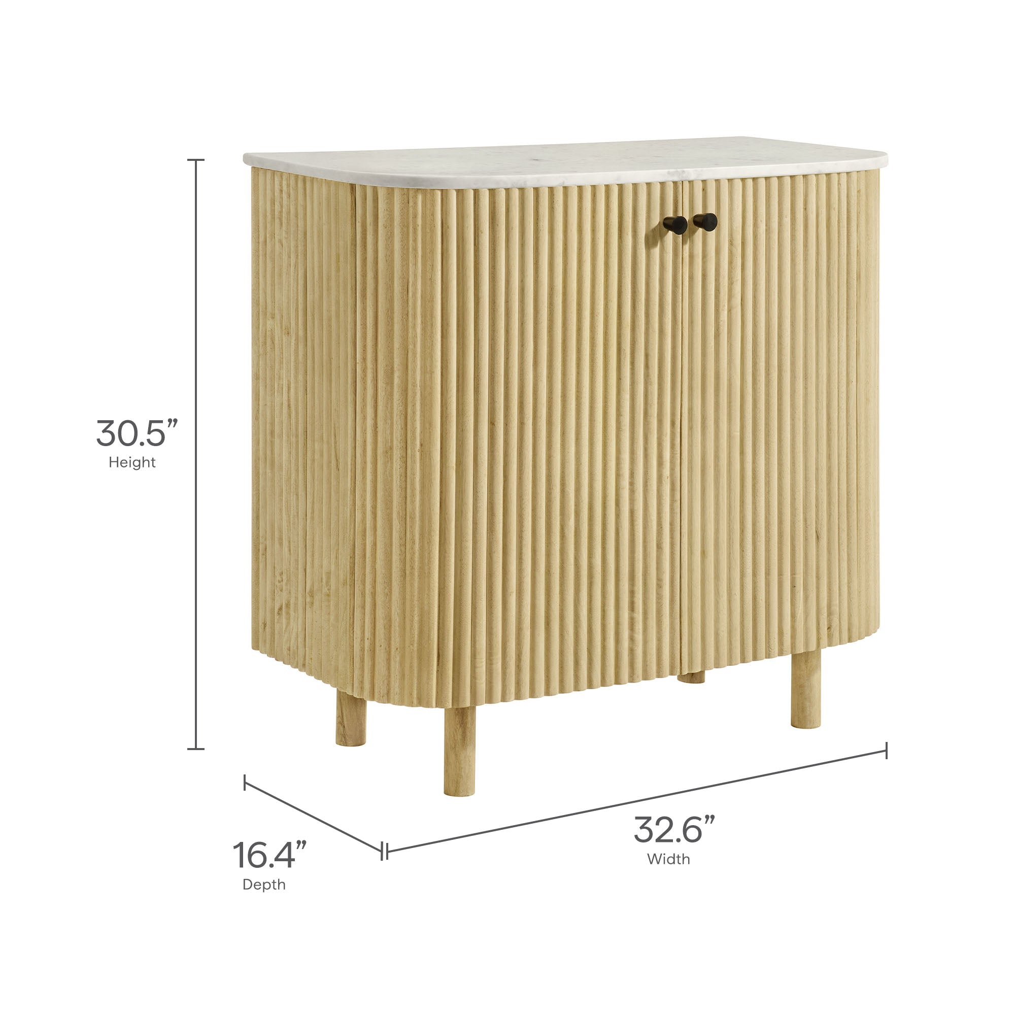 Caldera 33" Curved Solid Wood and Marble Accent Storage Cabinet by Modway - Best Buy Furniture