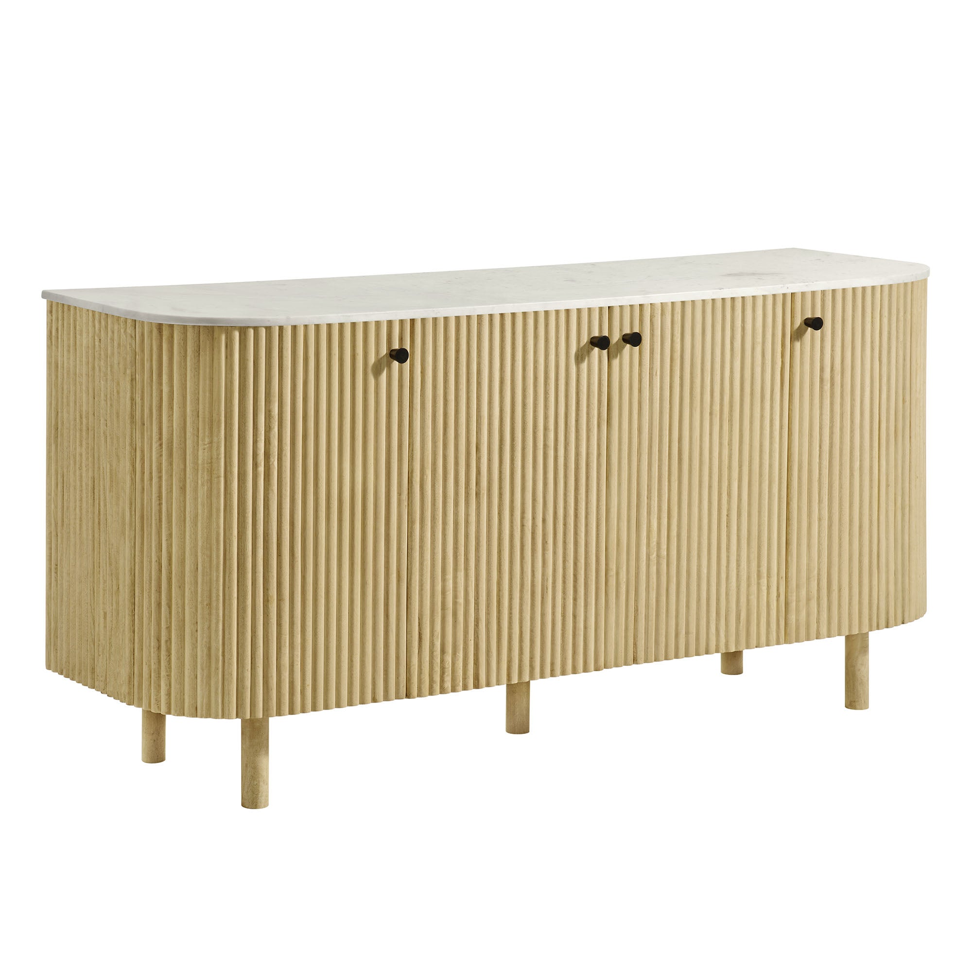 Caldera 60" Curved Solid Wood and Marble Sideboard Storage Cabinet by Modway - Best Buy Furniture