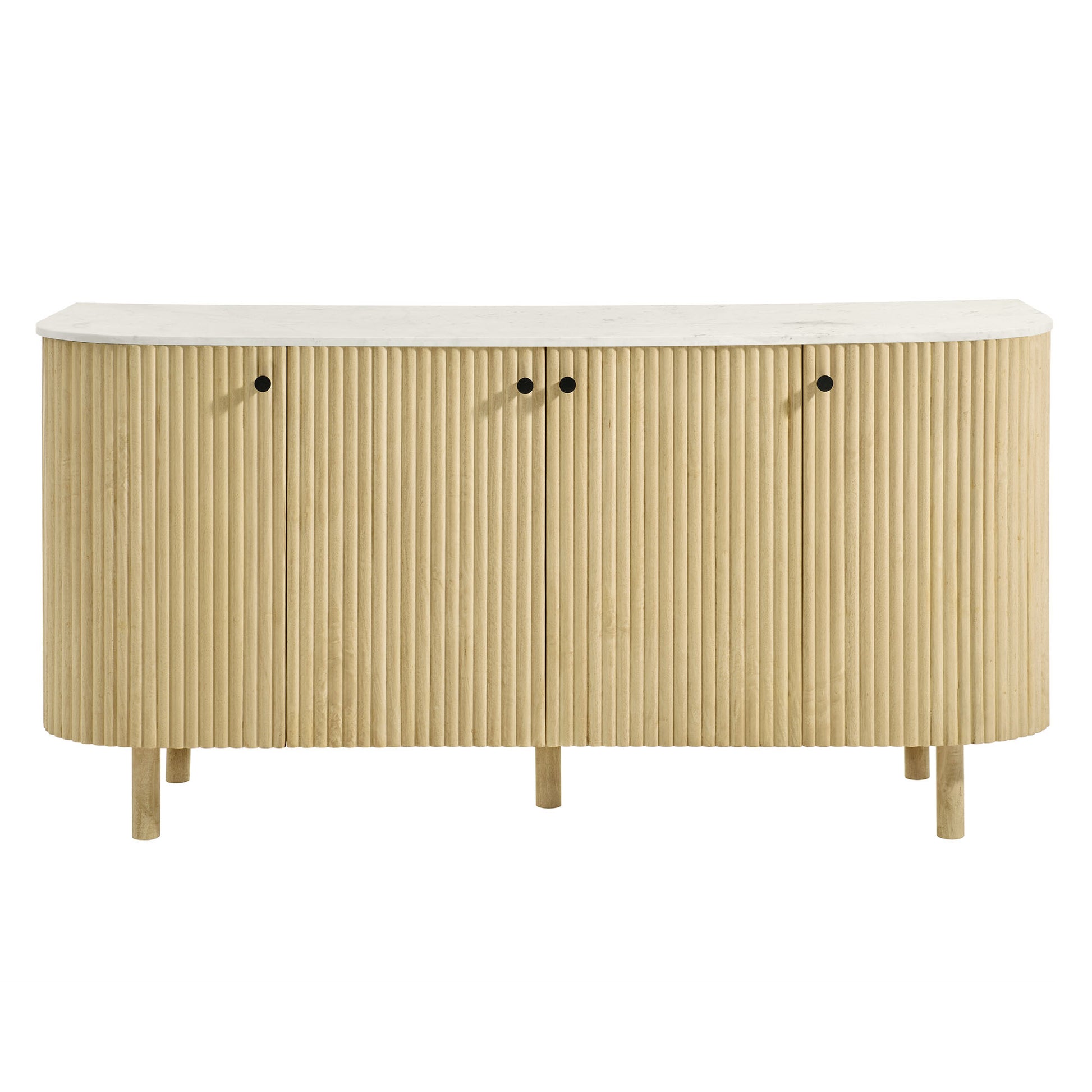 Caldera 60" Curved Solid Wood and Marble Sideboard Storage Cabinet by Modway - Best Buy Furniture