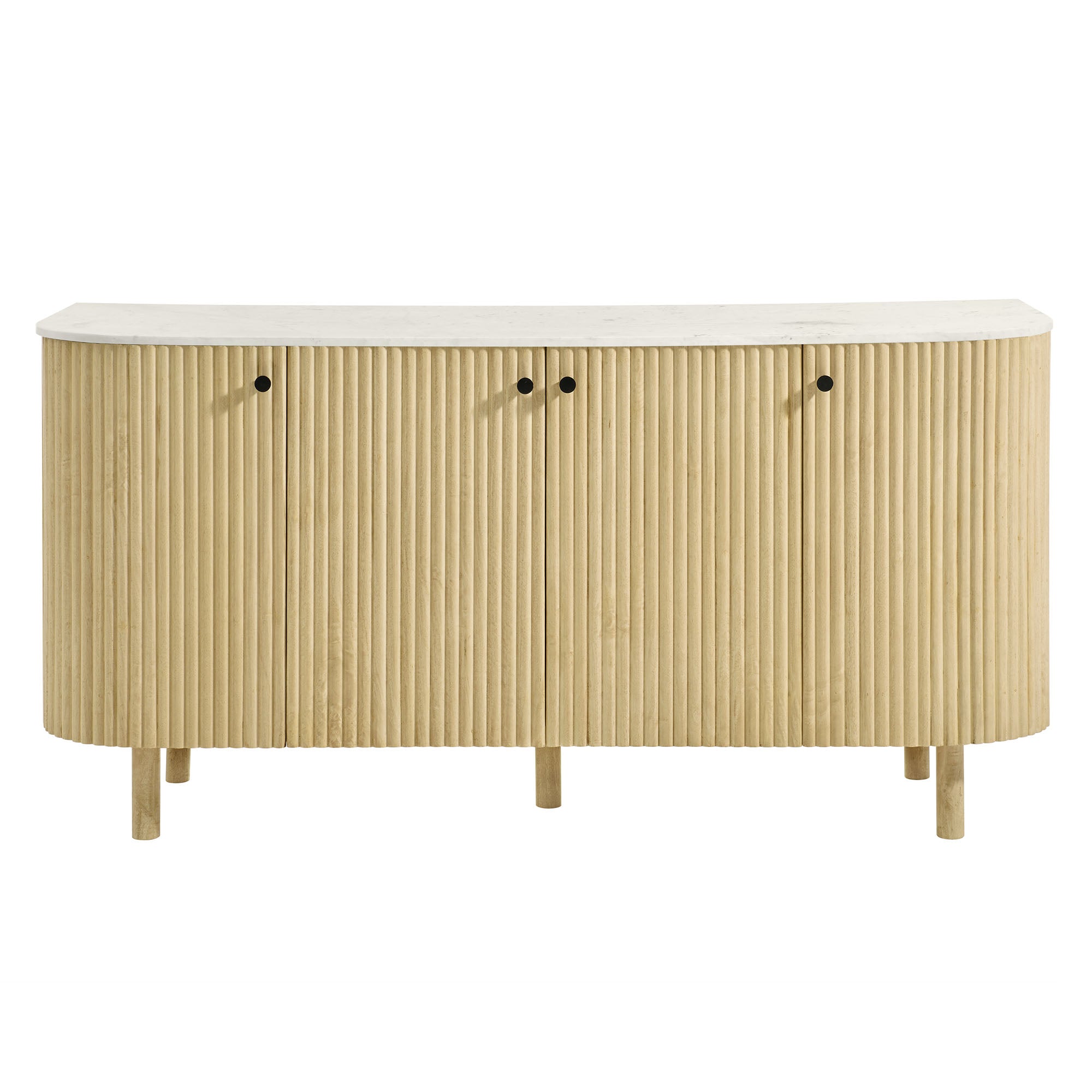 Caldera 60" Curved Solid Wood and Marble Sideboard Storage Cabinet by Modway - Best Buy Furniture