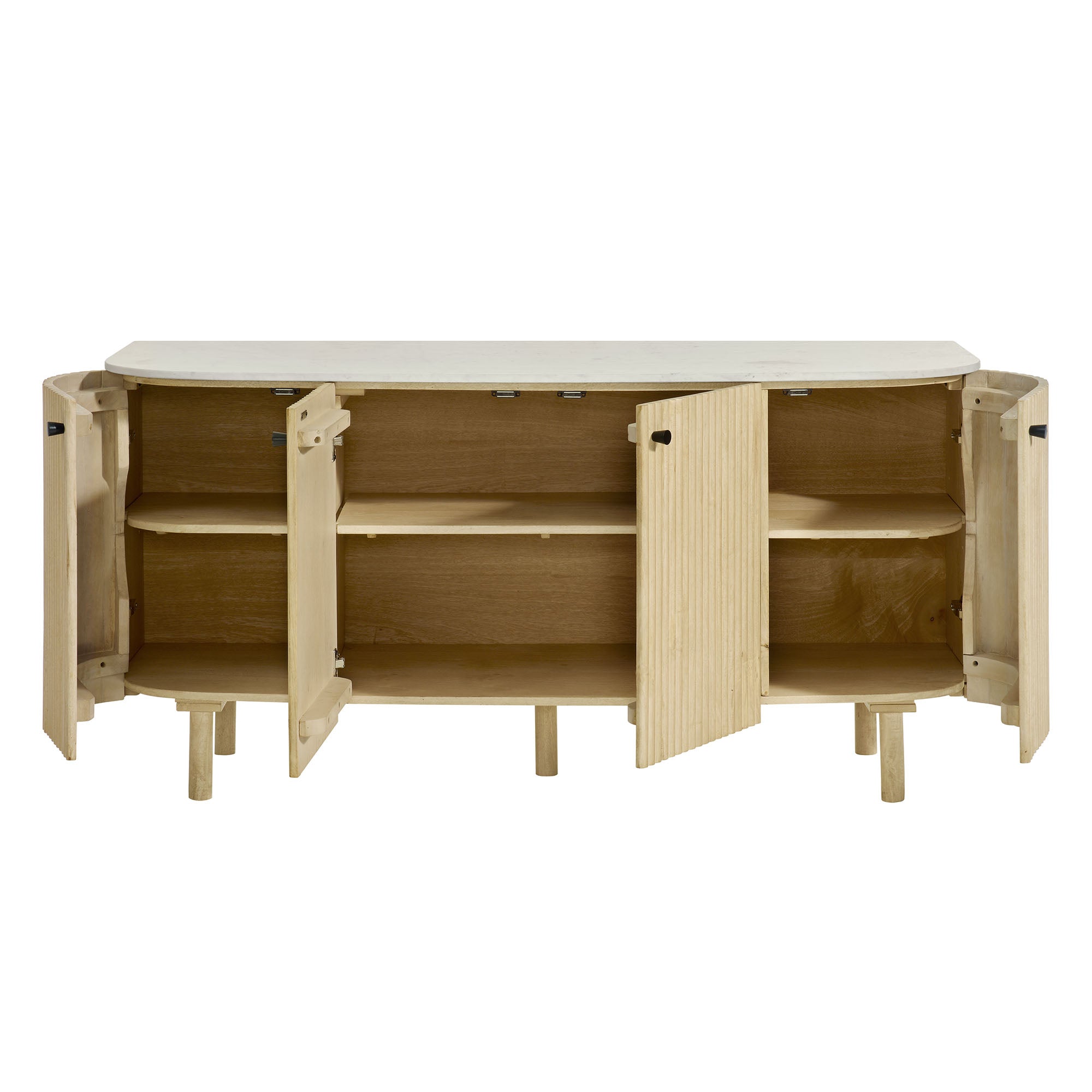 Caldera 60" Curved Solid Wood and Marble Sideboard Storage Cabinet by Modway - Best Buy Furniture