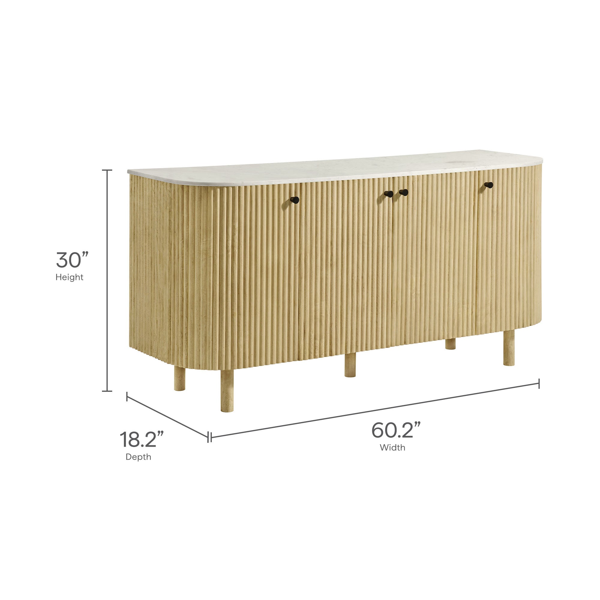 Caldera 60" Curved Solid Wood and Marble Sideboard Storage Cabinet by Modway - Best Buy Furniture
