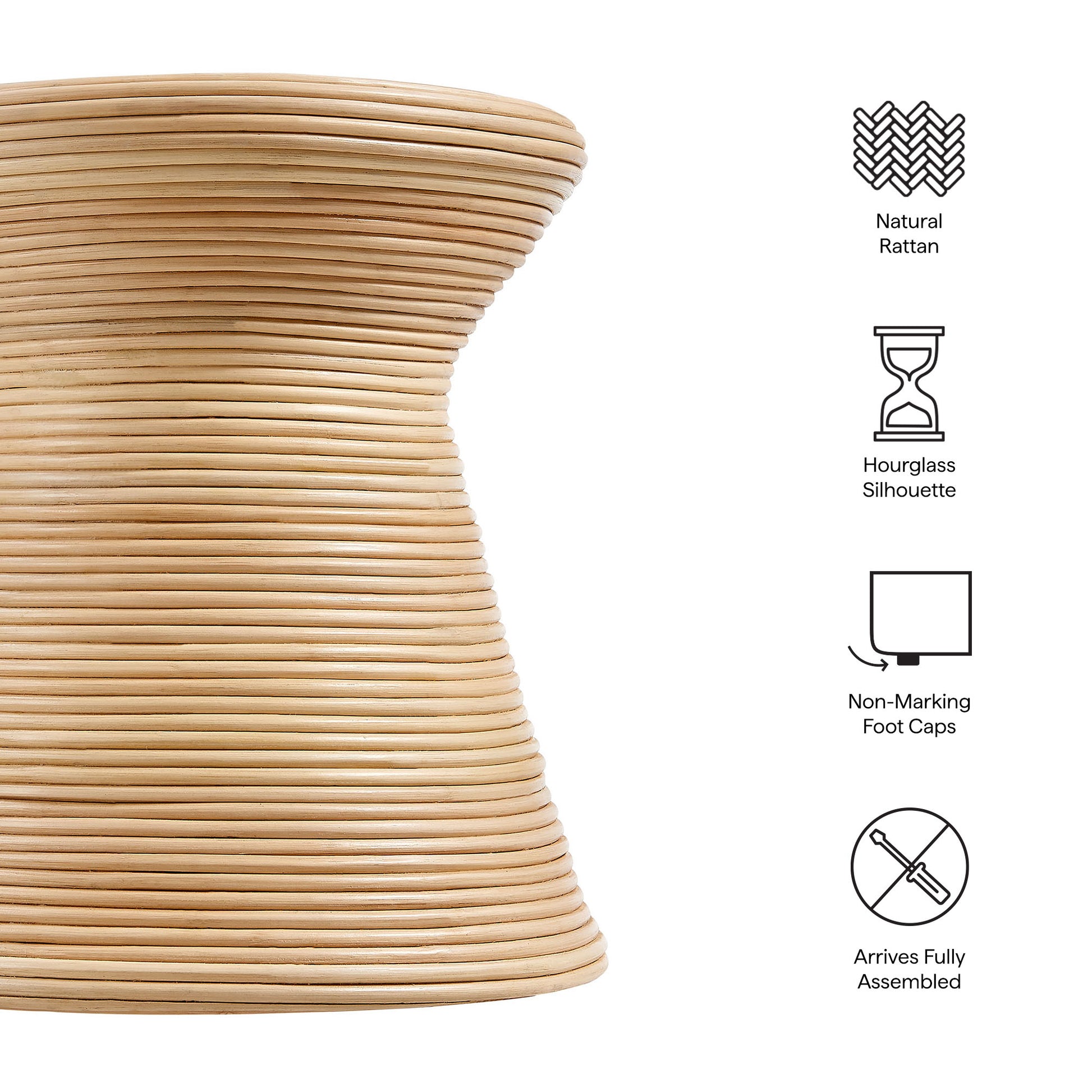 Tavi Hourglass Natural Rattan Round Side Table by Modway - Best Buy Furniture