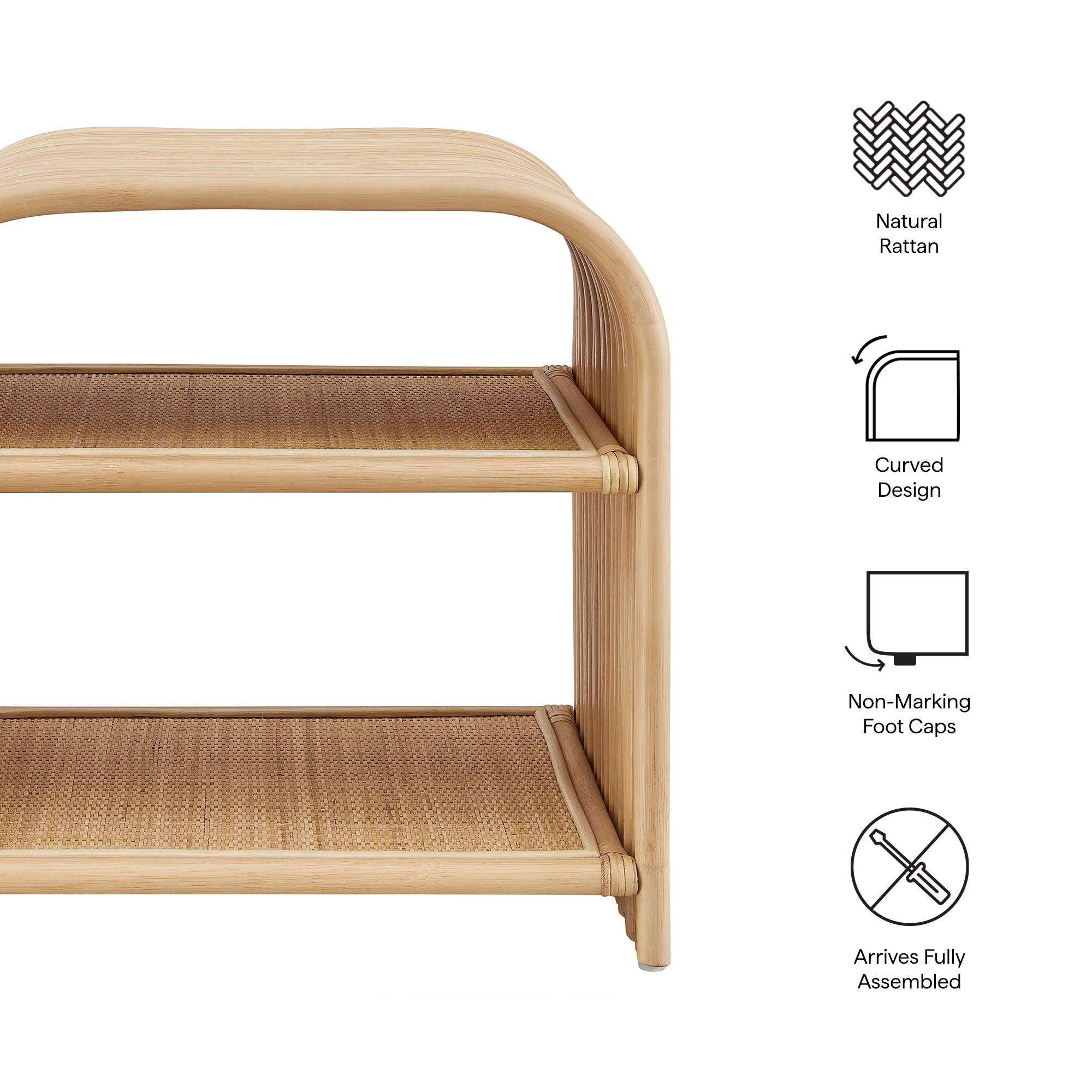 Eve Curved Natural Rattan Side Table by Modway - Best Buy Furniture