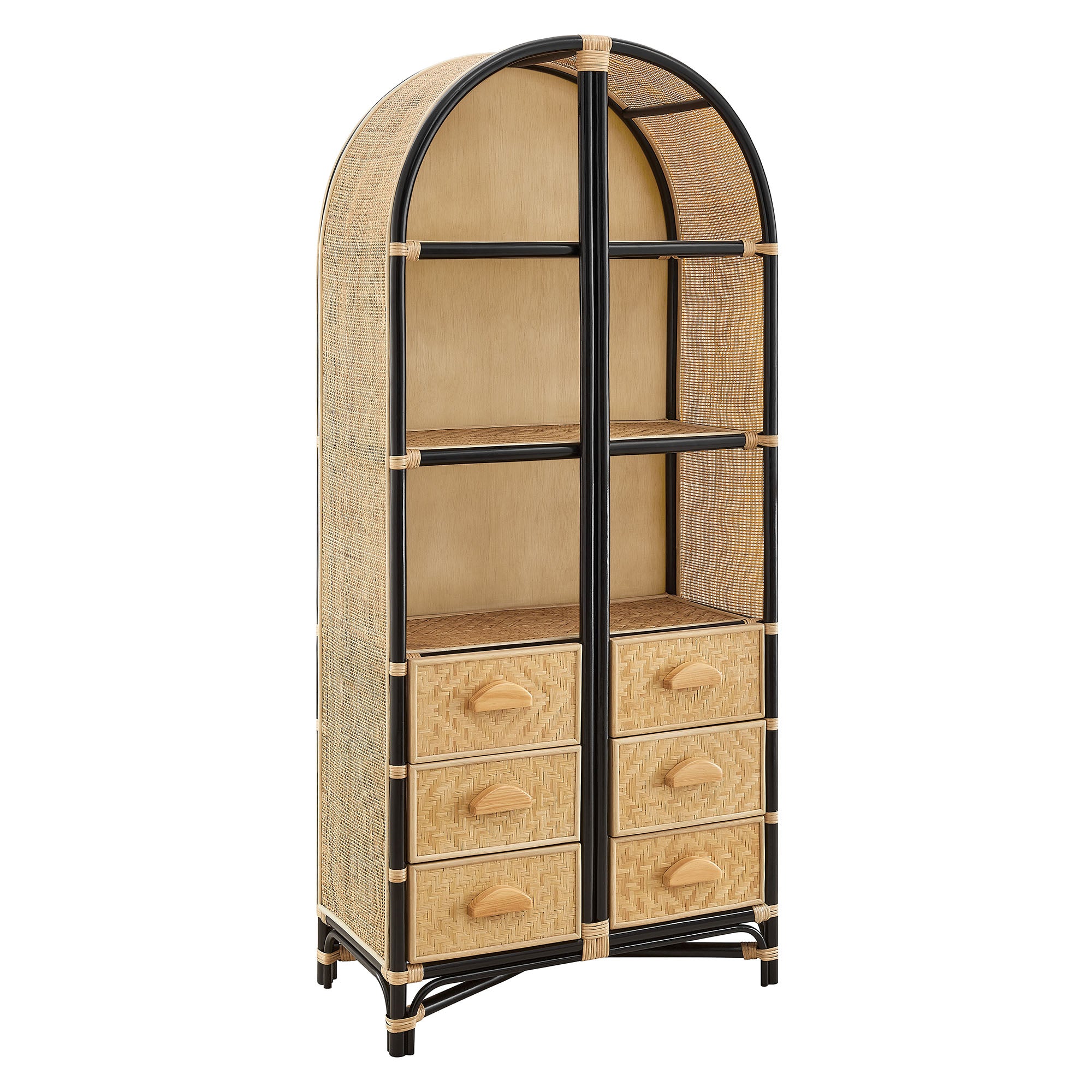Jane 71 Inch Tall Arched Natural Rattan Bookshelf by Modway - Best Buy Furniture