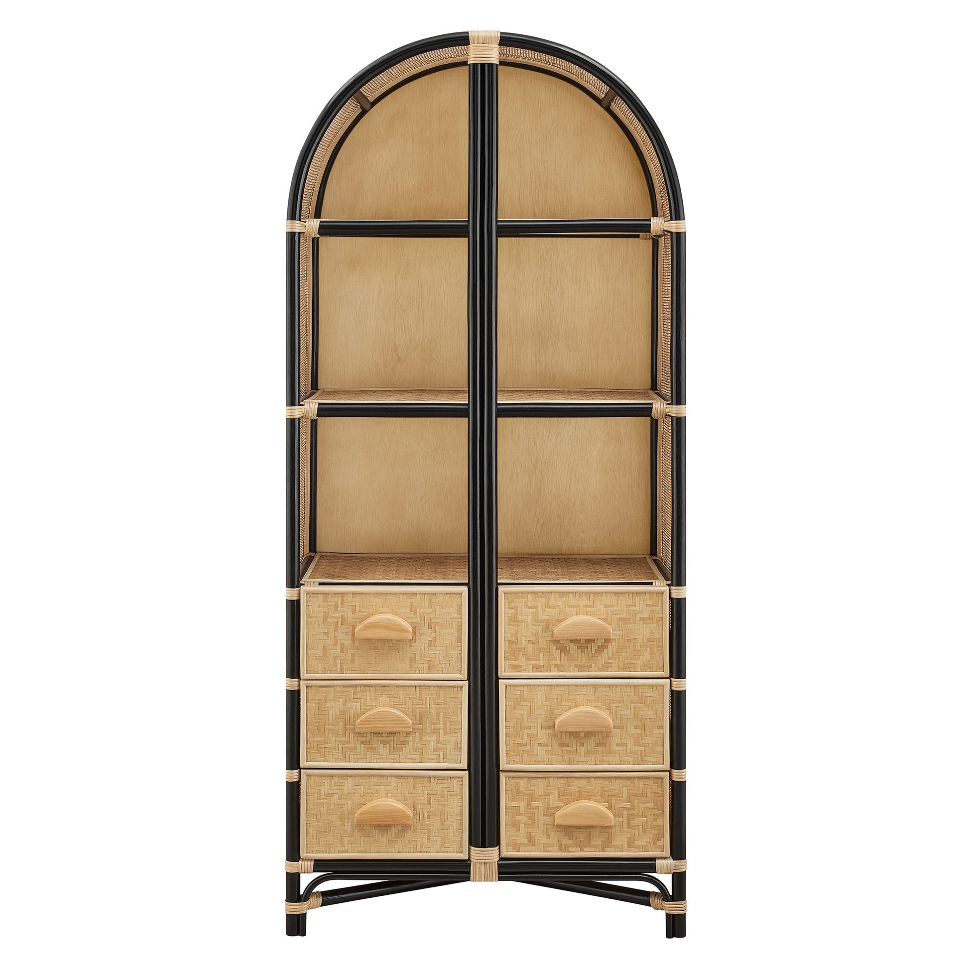 Jane 71 Inch Tall Arched Natural Rattan Bookshelf by Modway - Best Buy Furniture