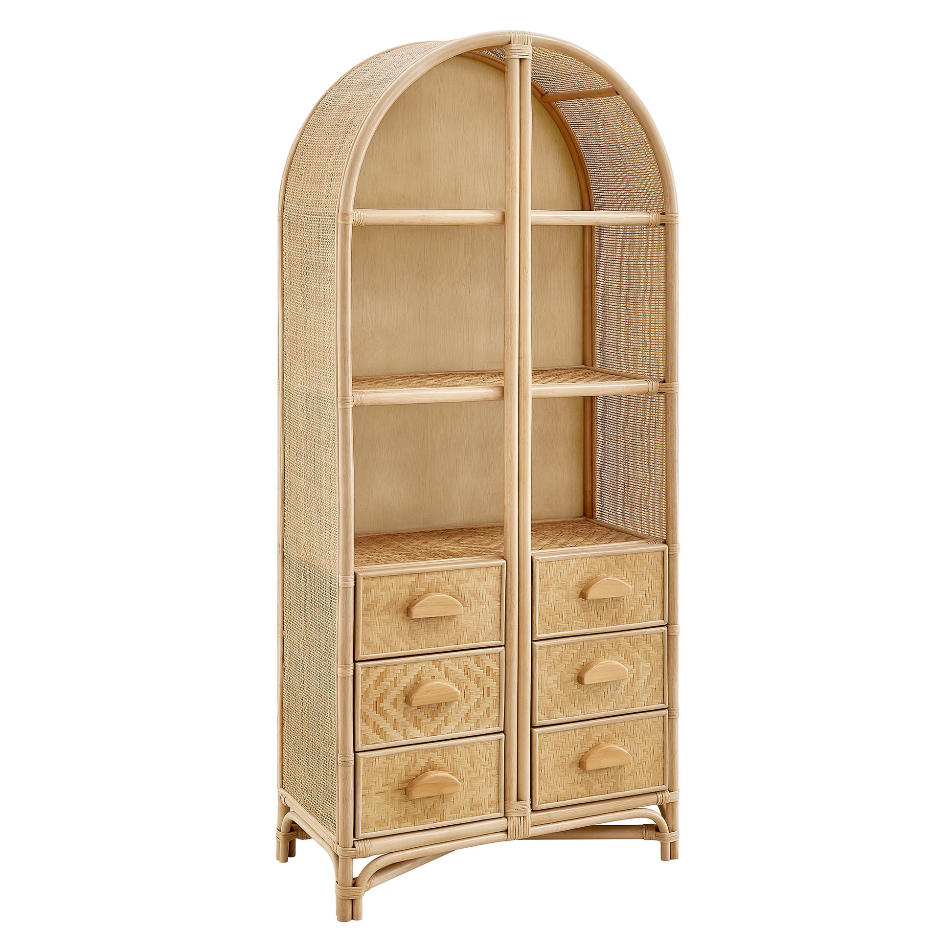 Jane 71 Inch Tall Arched Natural Rattan Bookshelf by Modway - Best Buy Furniture