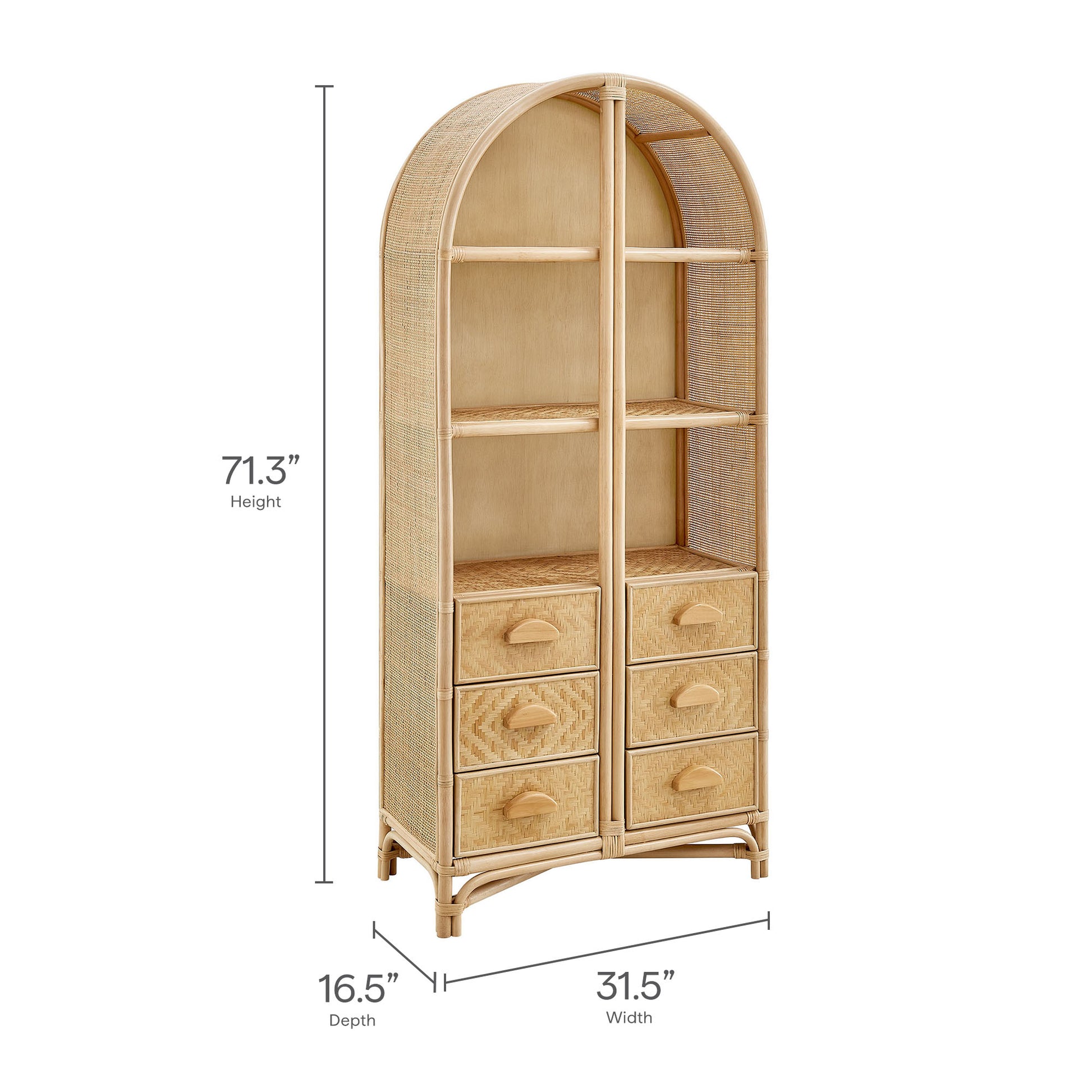 Jane 71 Inch Tall Arched Natural Rattan Bookshelf by Modway - Best Buy Furniture
