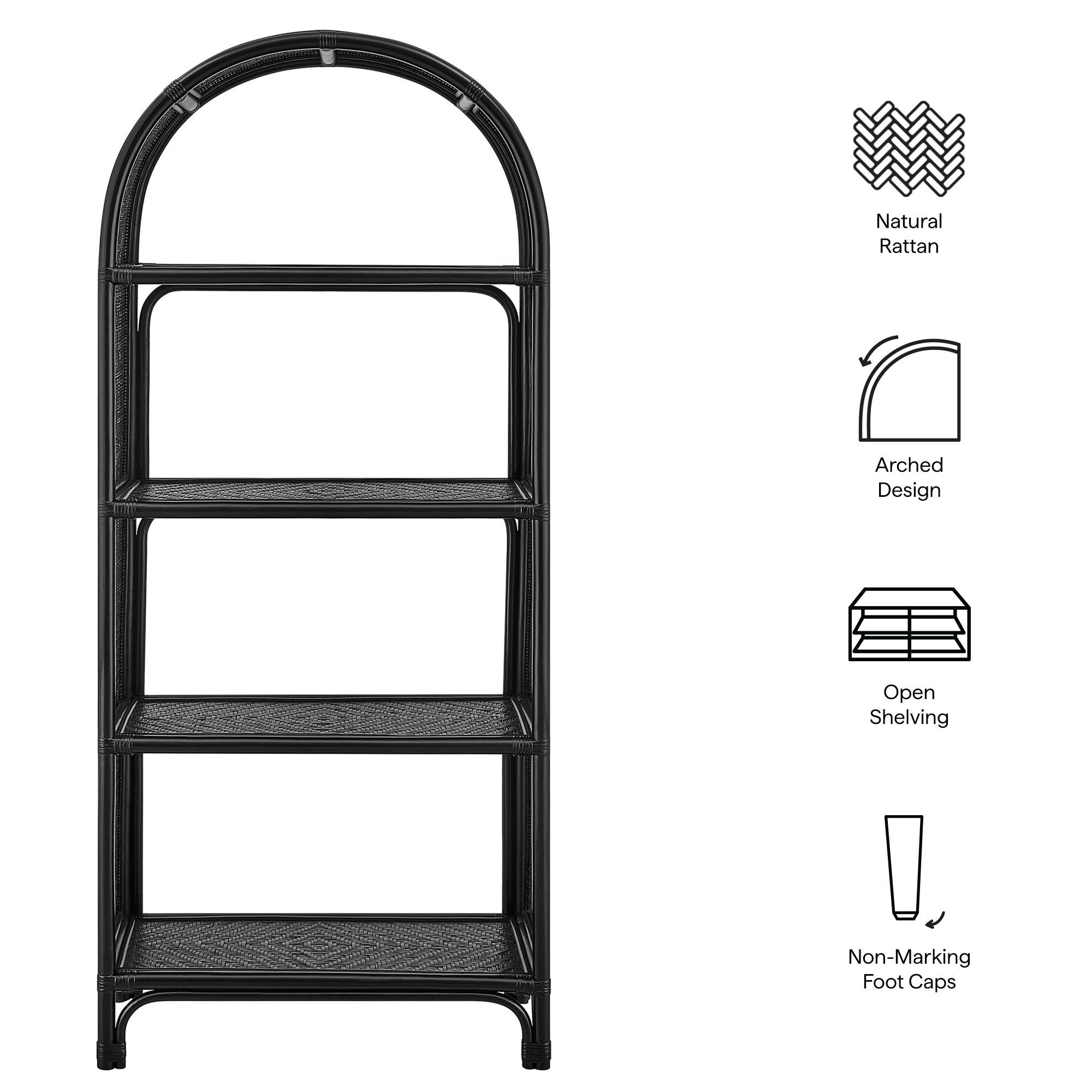 Celeste 67 Inch Tall Arched Natural Rattan Bookshelf by Modway - Best Buy Furniture