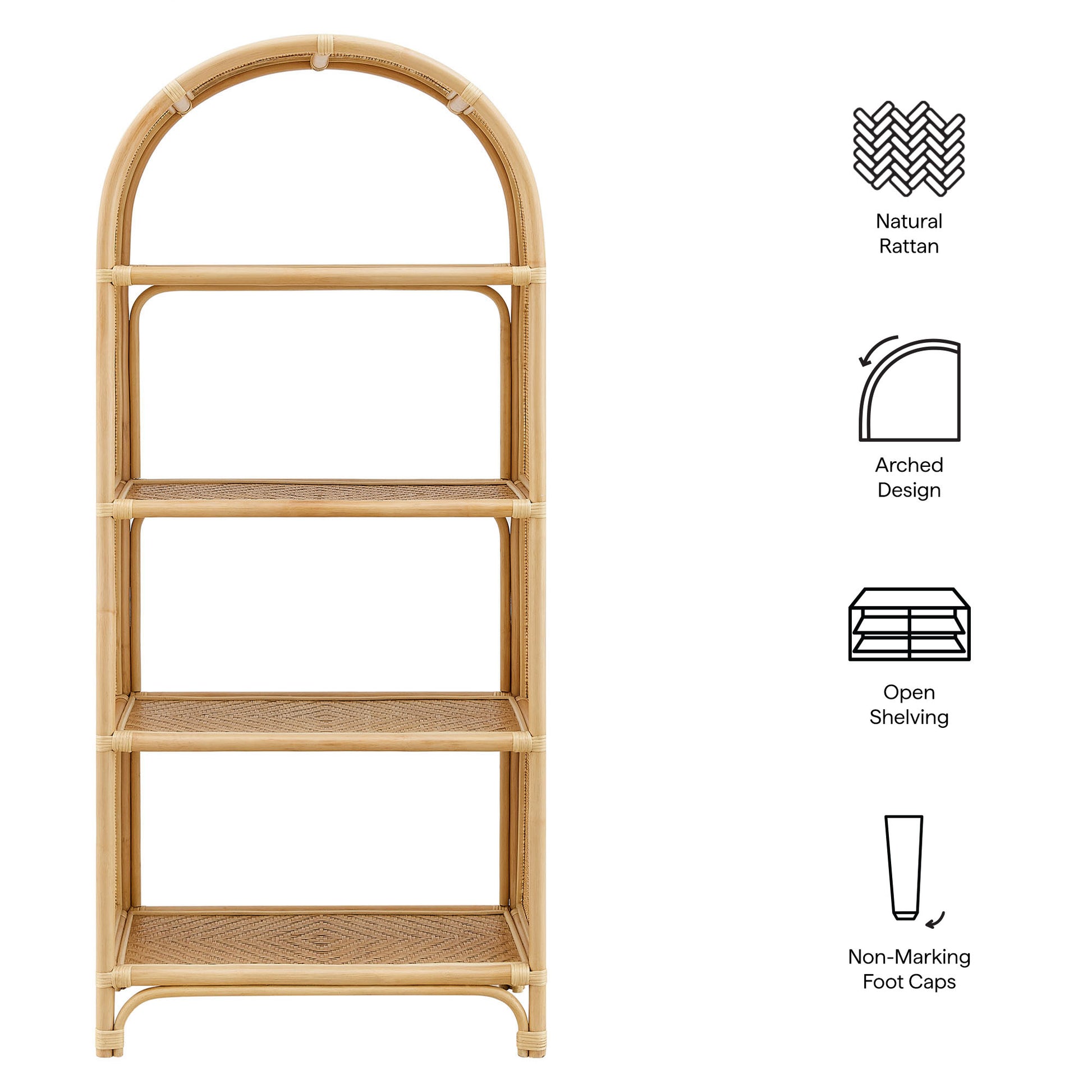 Celeste 67 Inch Tall Arched Natural Rattan Bookshelf by Modway - Best Buy Furniture