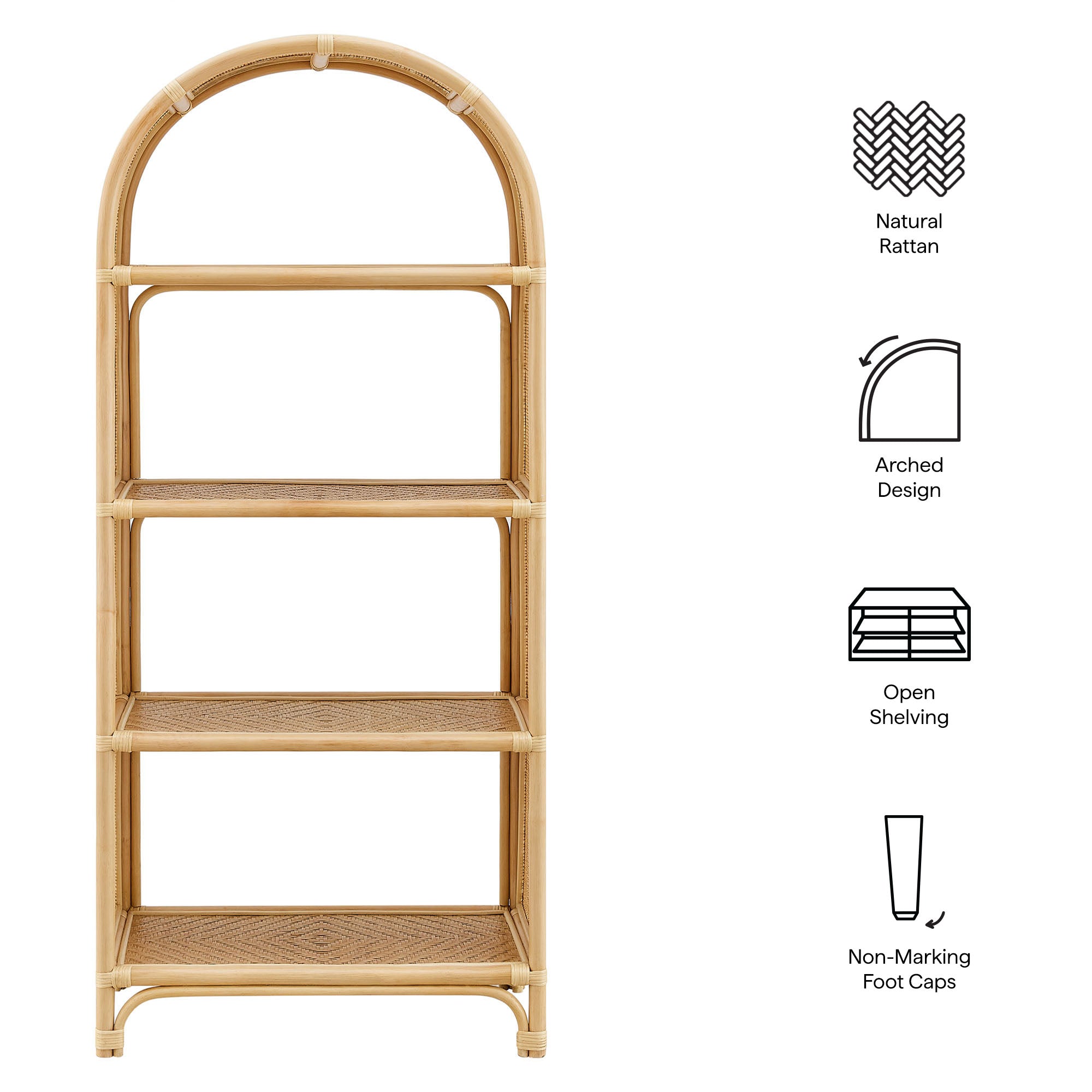 Celeste 67 Inch Tall Arched Natural Rattan Bookshelf by Modway - Best Buy Furniture
