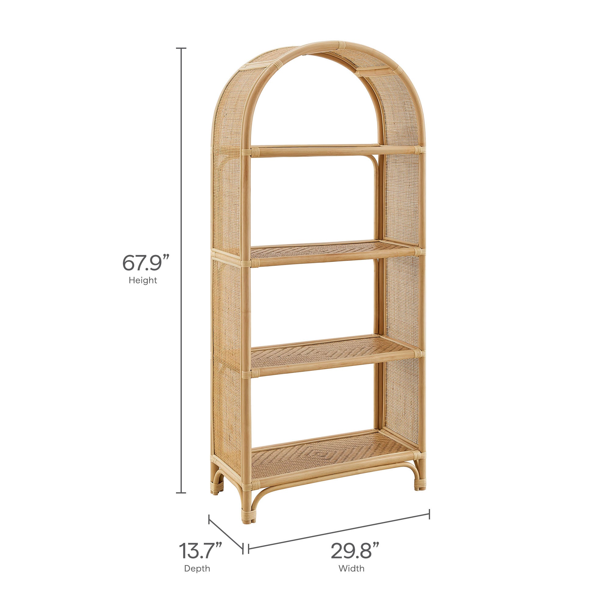 Celeste 67 Inch Tall Arched Natural Rattan Bookshelf by Modway - Best Buy Furniture