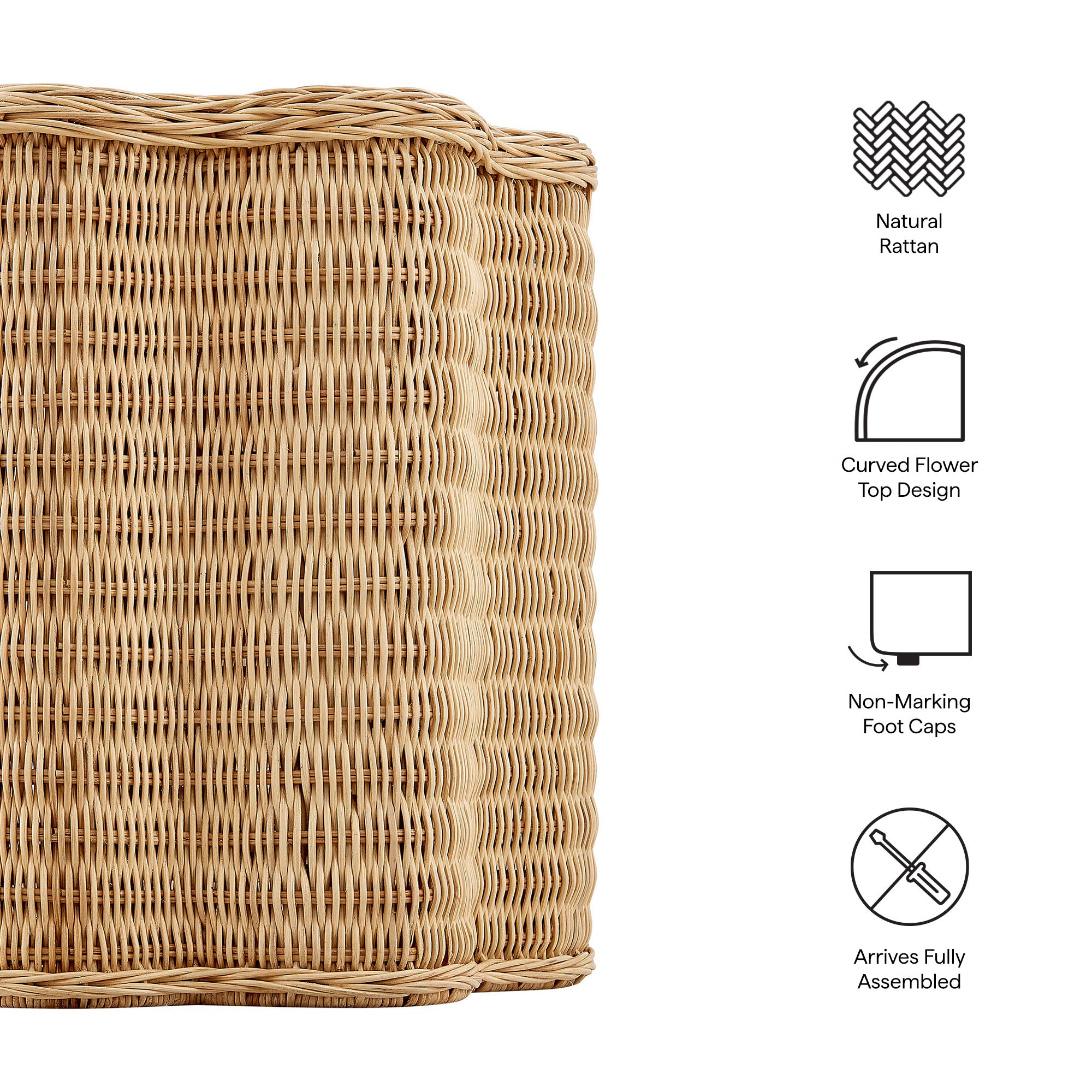 Erika Scalloped Natural Rattan Side Table by Modway - Best Buy Furniture