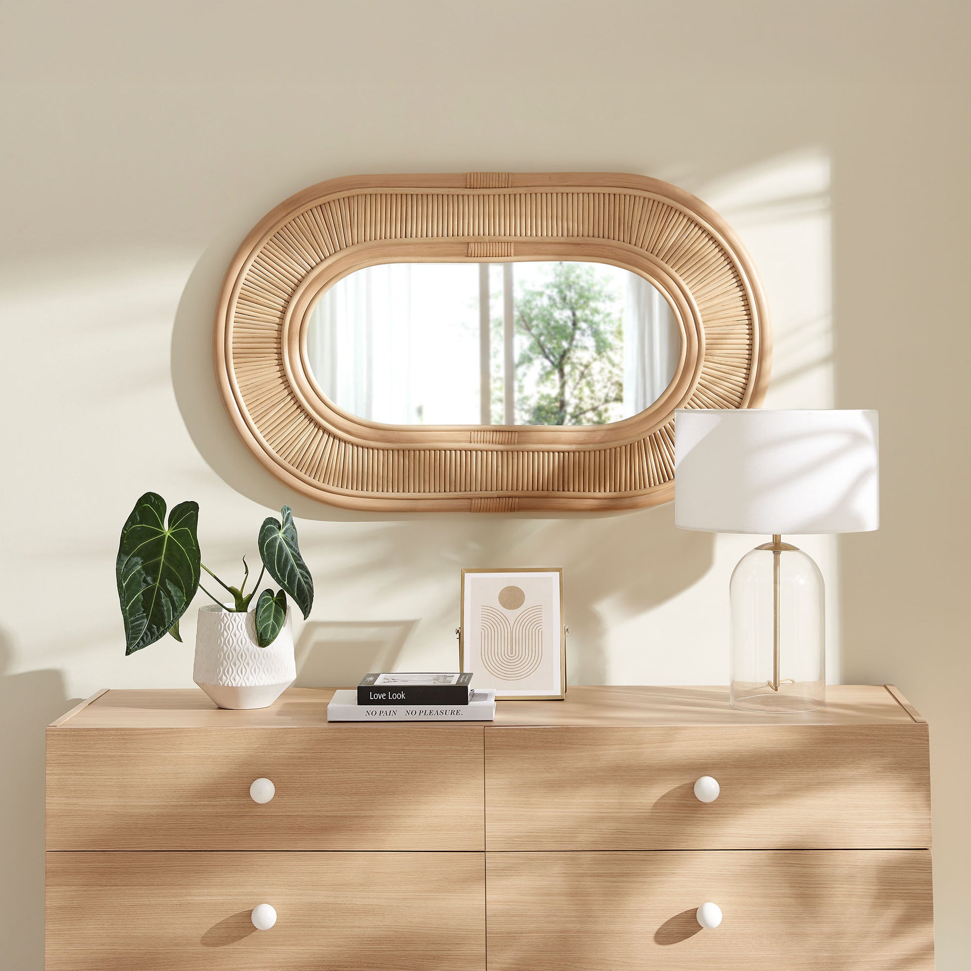 Sovana Oval Rattan Wall Mirror by Modway - Best Buy Furniture