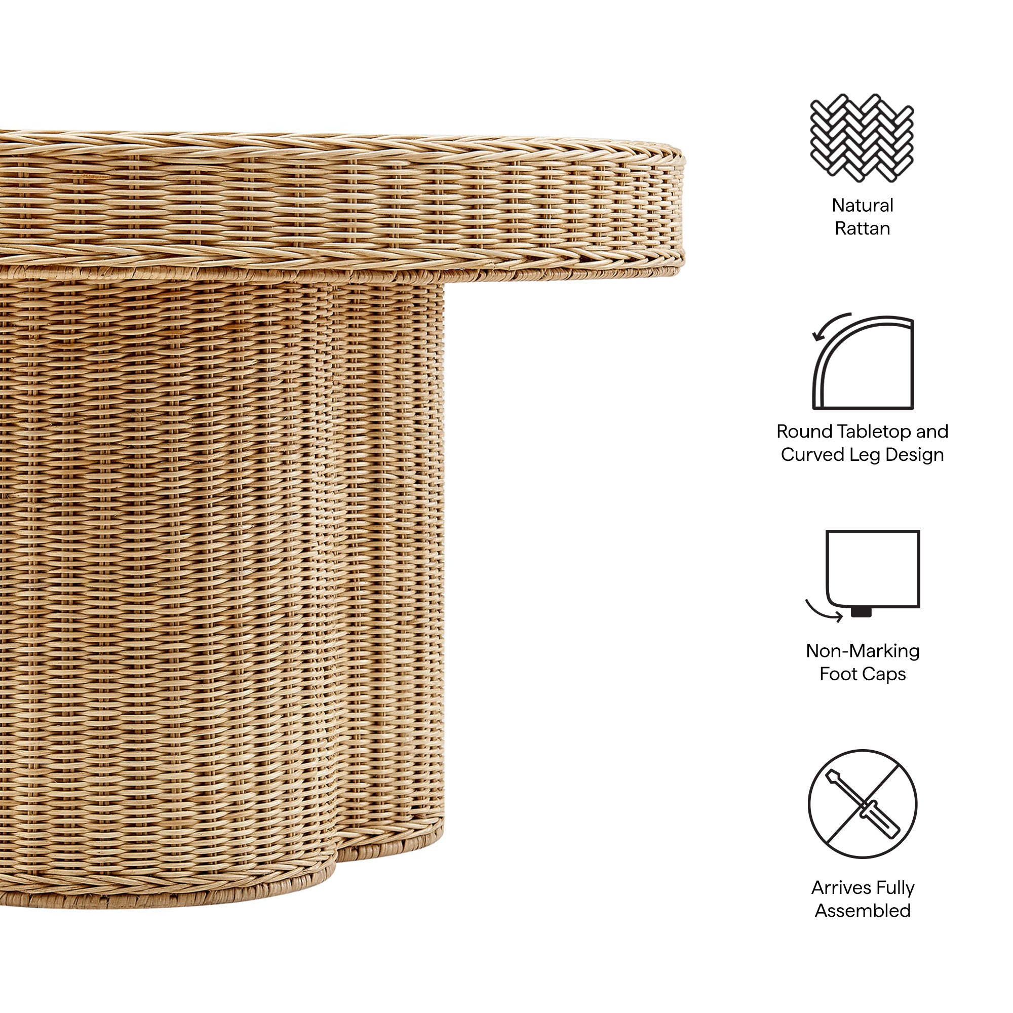 Ainsley 32 Inch Round Natural Rattan Coffee Table by Modway - Best Buy Furniture