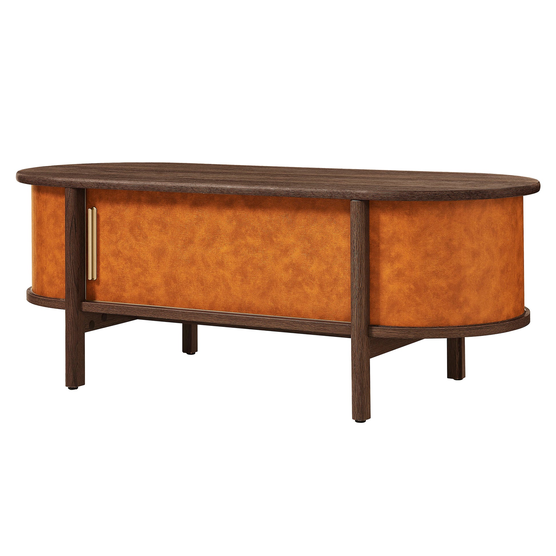 Coralie Curved Vegan Leather Oval Coffee Table by Modway - Best Buy Furniture