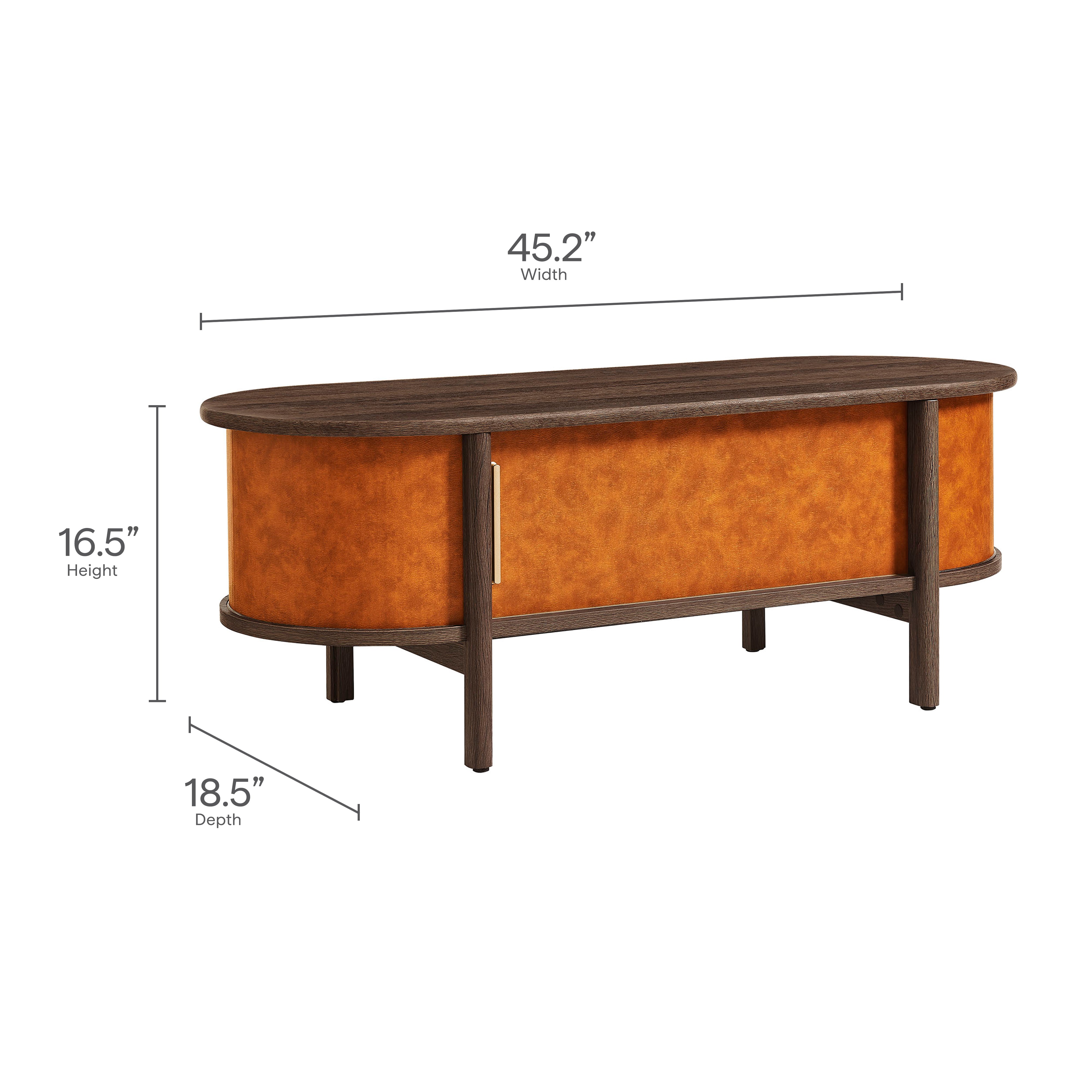 Coralie Curved Vegan Leather Oval Coffee Table by Modway - Best Buy Furniture