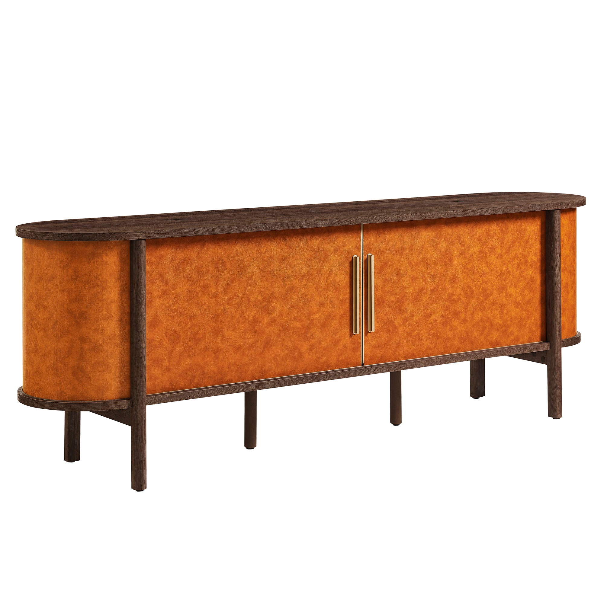 Coralie Curved 71" Vegan Leather Oval TV Stand by Modway - Best Buy Furniture