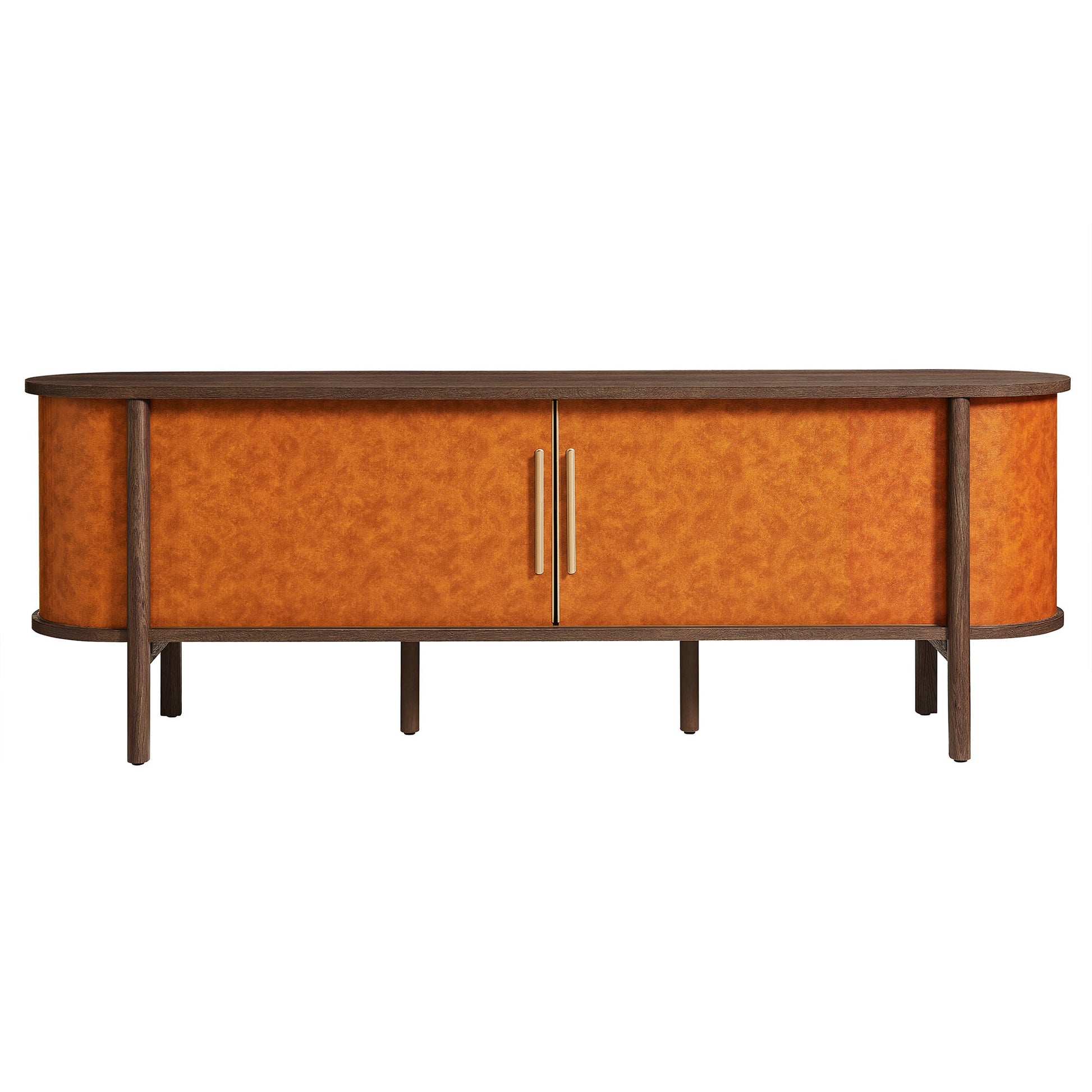 Coralie Curved 71" Vegan Leather Oval TV Stand by Modway - Best Buy Furniture