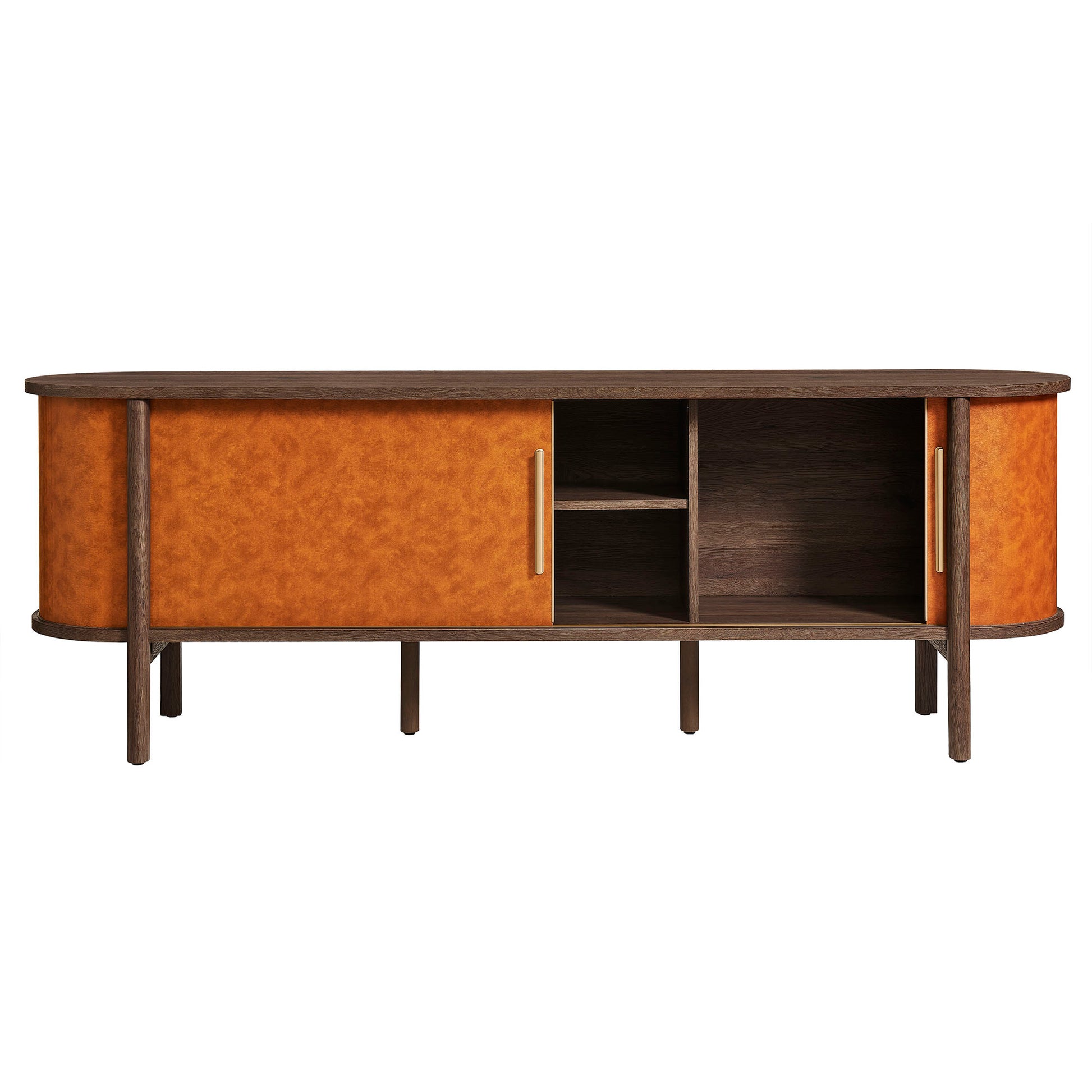 Coralie Curved 71" Vegan Leather Oval TV Stand by Modway - Best Buy Furniture