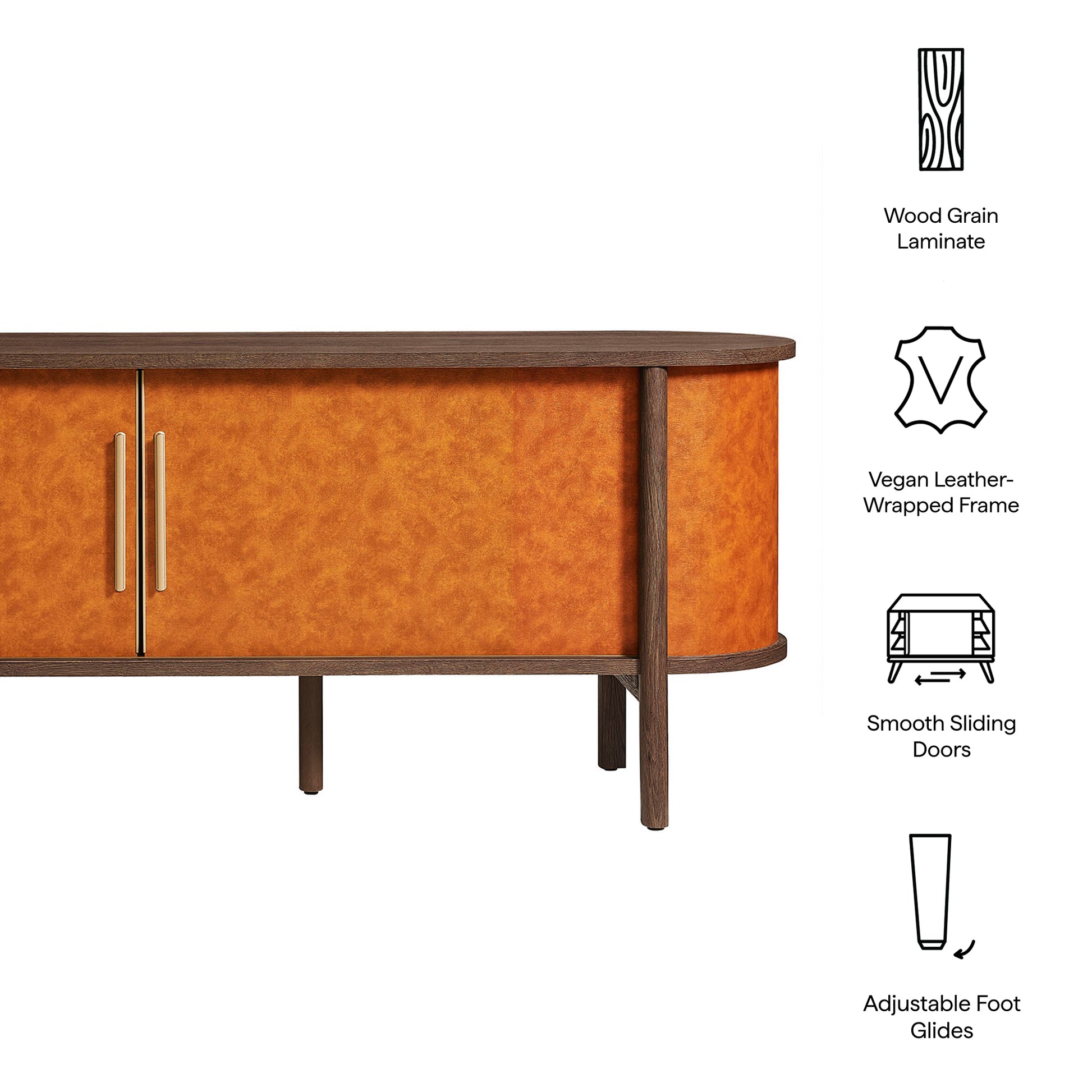 Coralie Curved 71" Vegan Leather Oval TV Stand by Modway - Best Buy Furniture