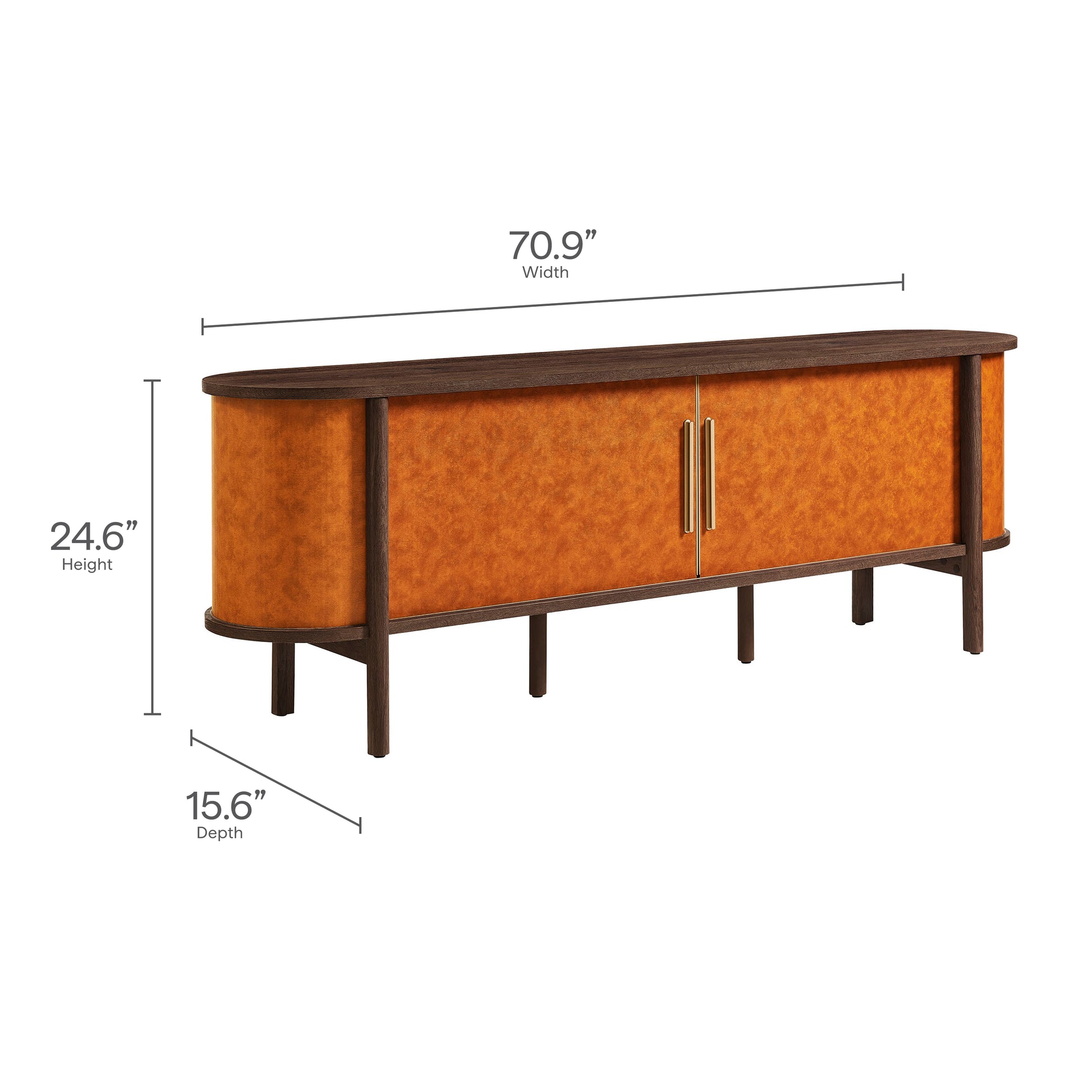 Coralie Curved 71" Vegan Leather Oval TV Stand by Modway - Best Buy Furniture