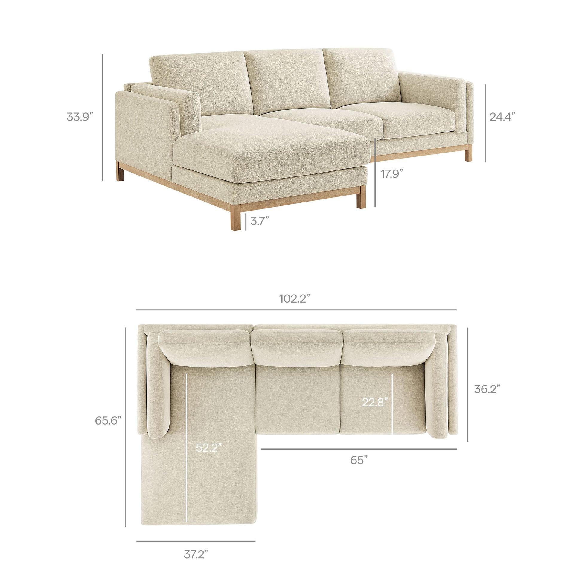 Roscoe Left-Facing Fabric Sectional Sofa with Chaise by Modway - Best Buy Furniture
