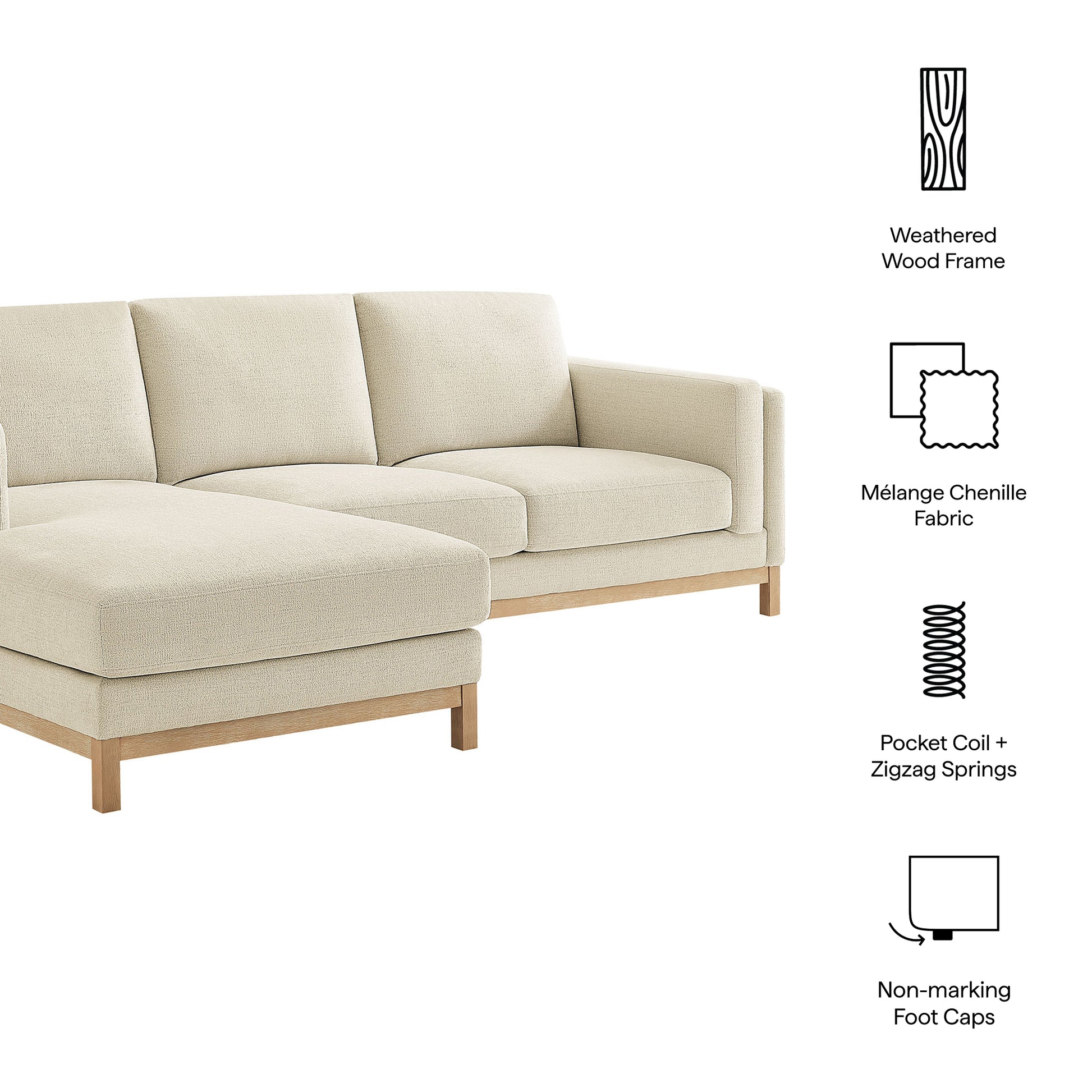Roscoe Left-Facing Fabric Sectional Sofa with Chaise by Modway - Best Buy Furniture