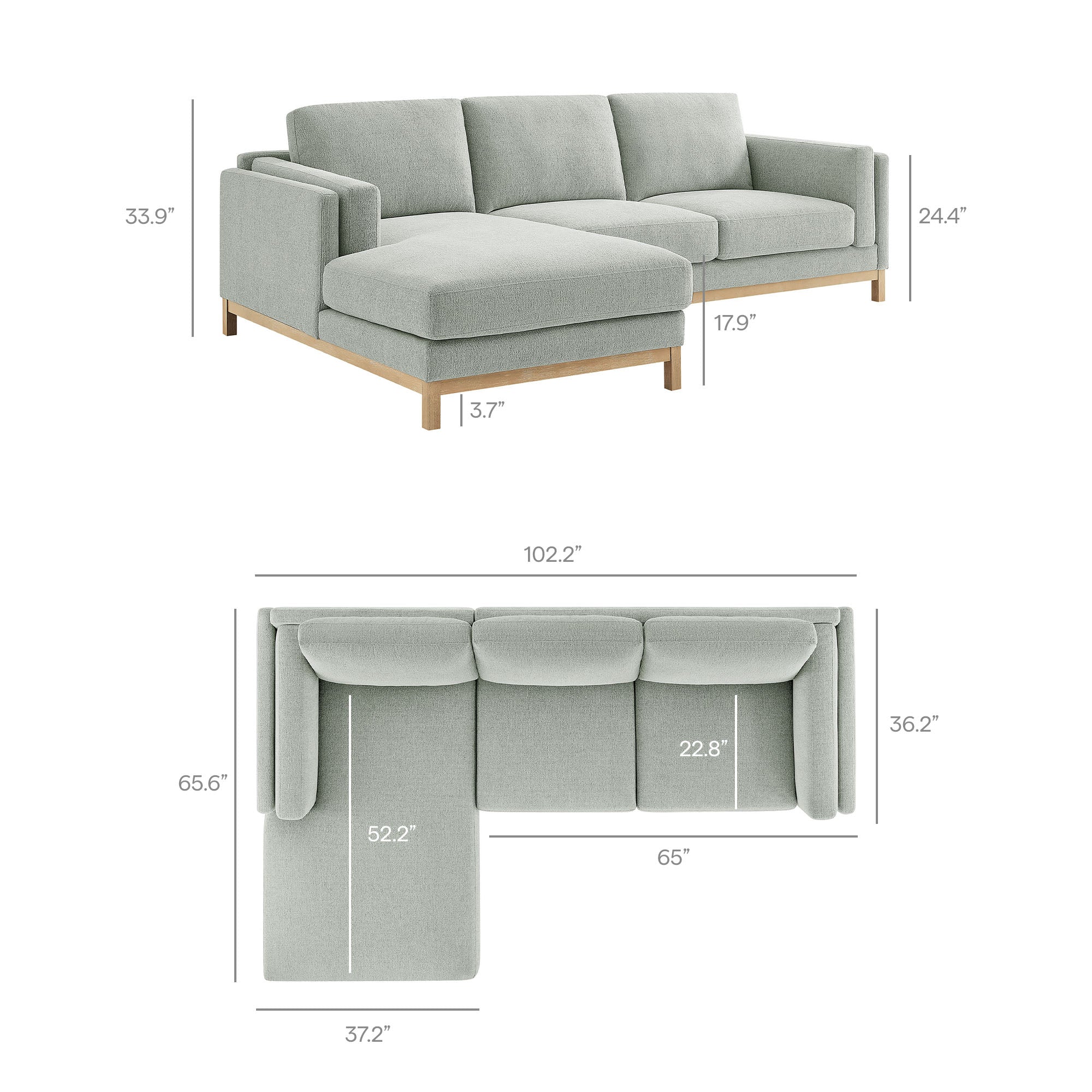 Roscoe Left-Facing Fabric Sectional Sofa with Chaise by Modway - Best Buy Furniture